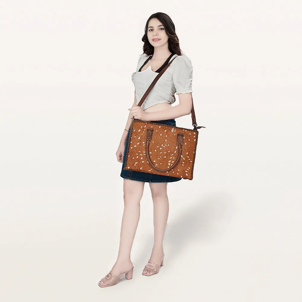 American Darling Briefcase Hair-On Genuine Leather Women Bag Western Handbag Purse