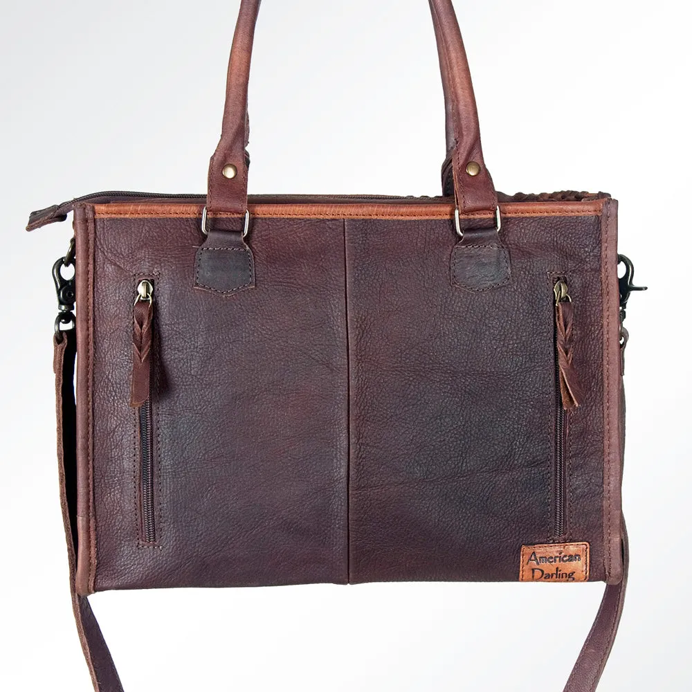 American Darling Briefcase Hair-On Genuine Leather Women Bag Western Handbag Purse