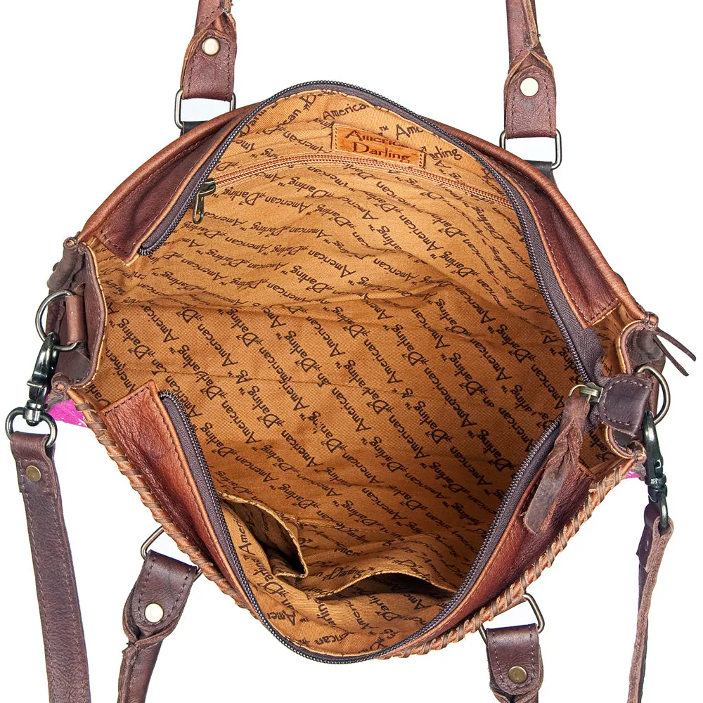 American Darling Briefcase Hair-On Genuine Leather Women Bag Western Handbag Purse