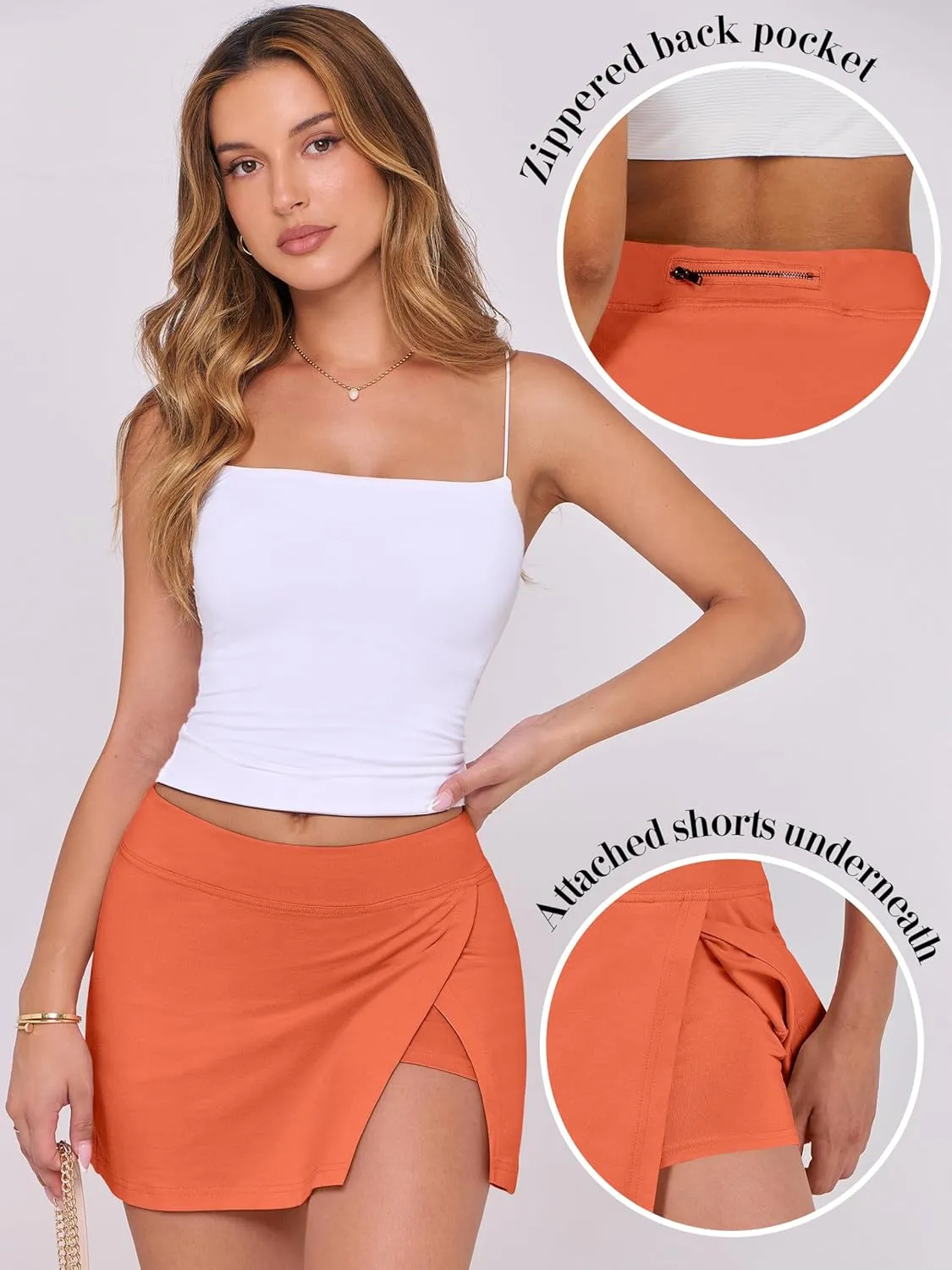 ANRABESS Women's Mini Skirt Skorts 2025 Summer Casual High Waisted Zip Back Inner Short Slit Bodycon Pencil Skirts
