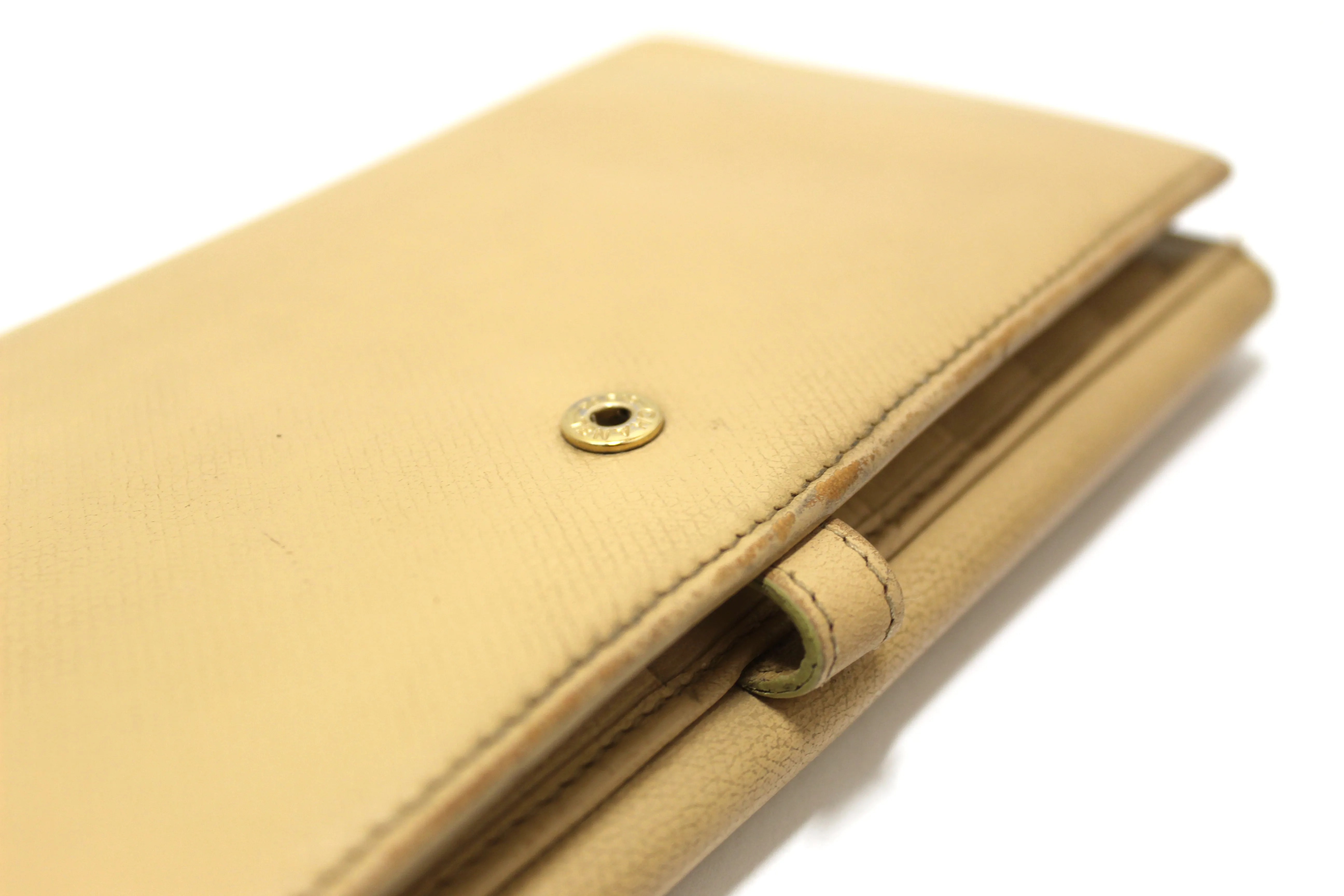 Authentic Chanel Camel Beige Leather Classic Long Wallet