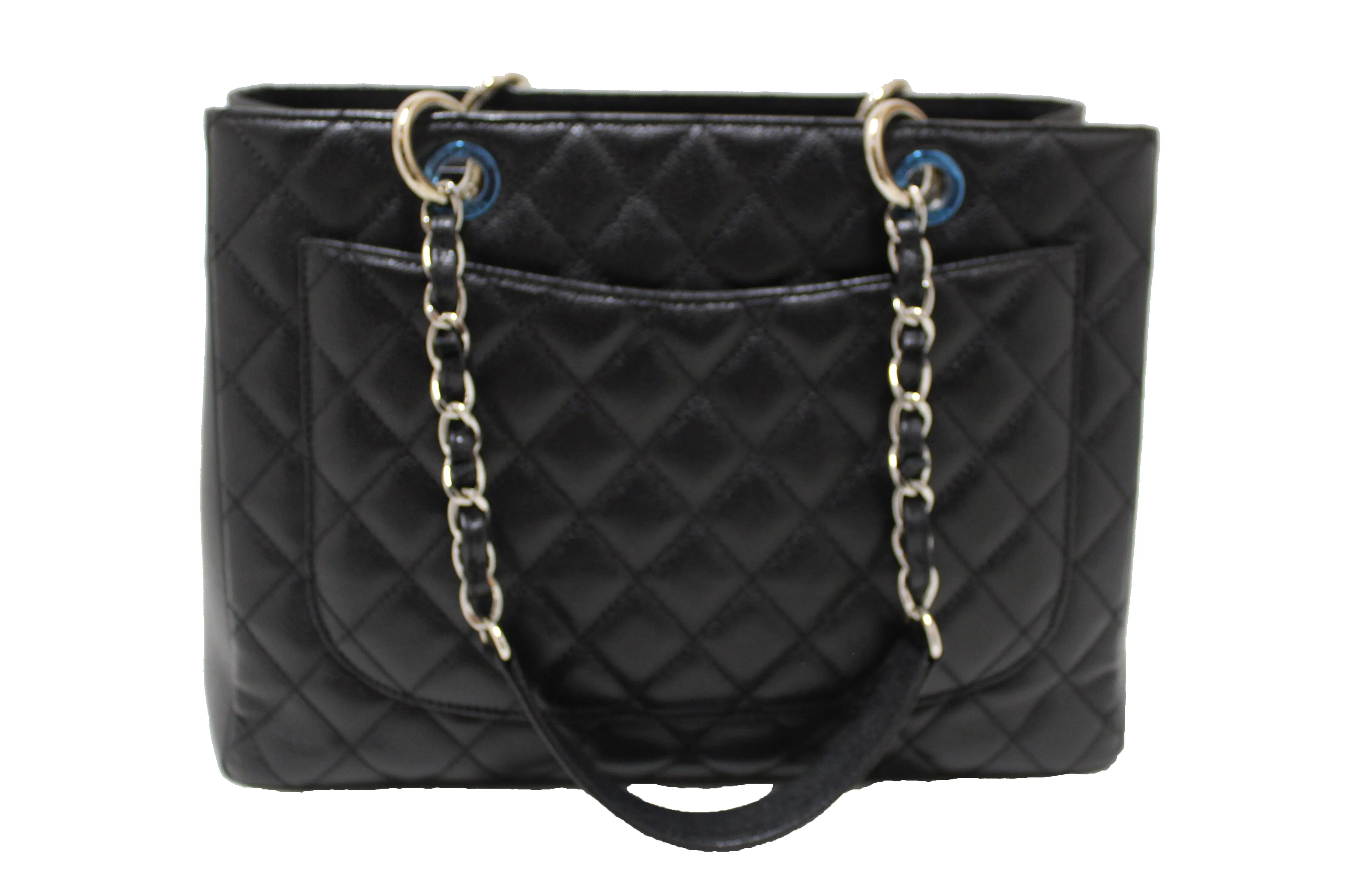 Authentic New Chanel Black Caviar Leather GST Grand Shopping Tote
