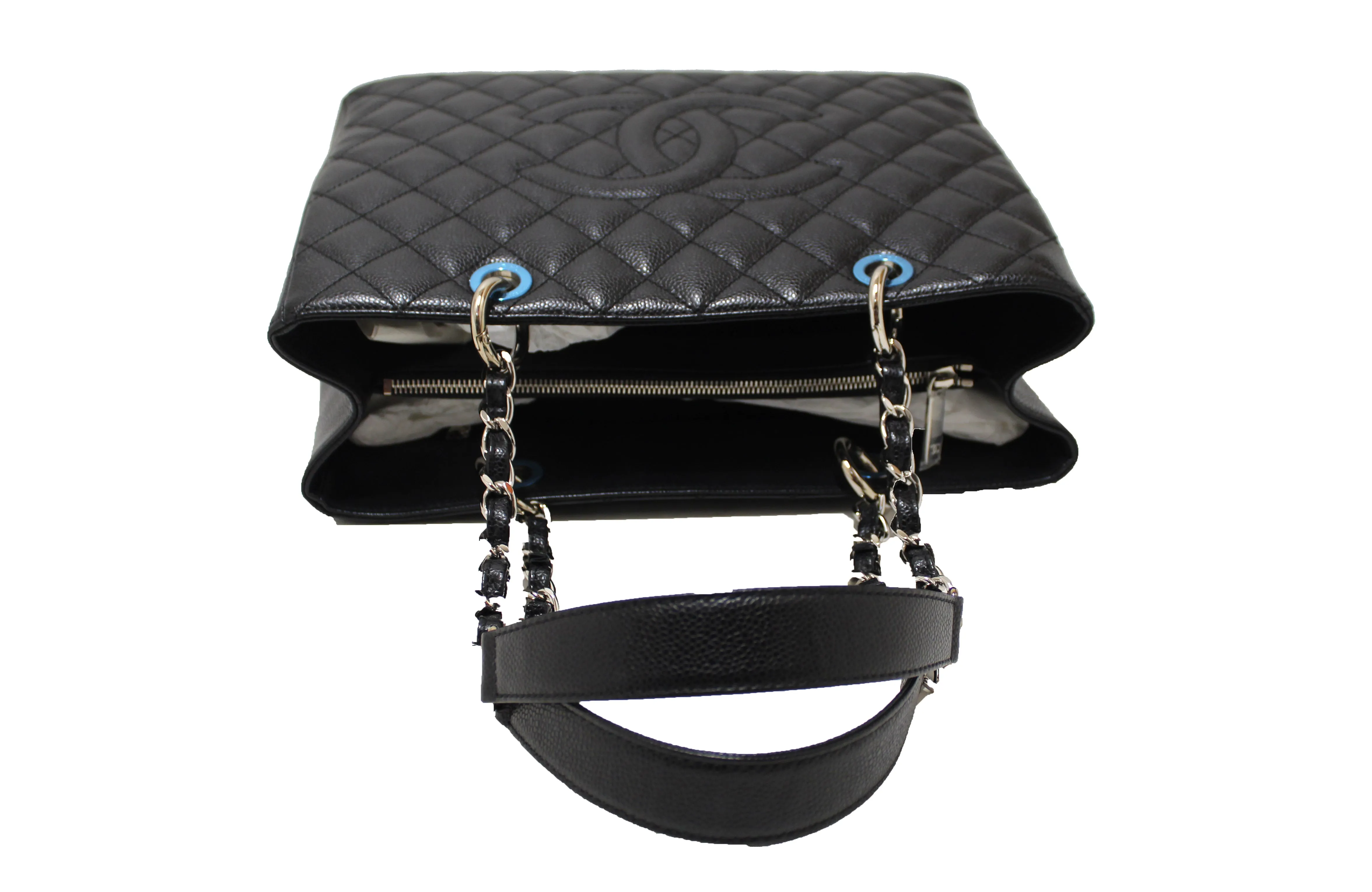 Authentic New Chanel Black Caviar Leather GST Grand Shopping Tote