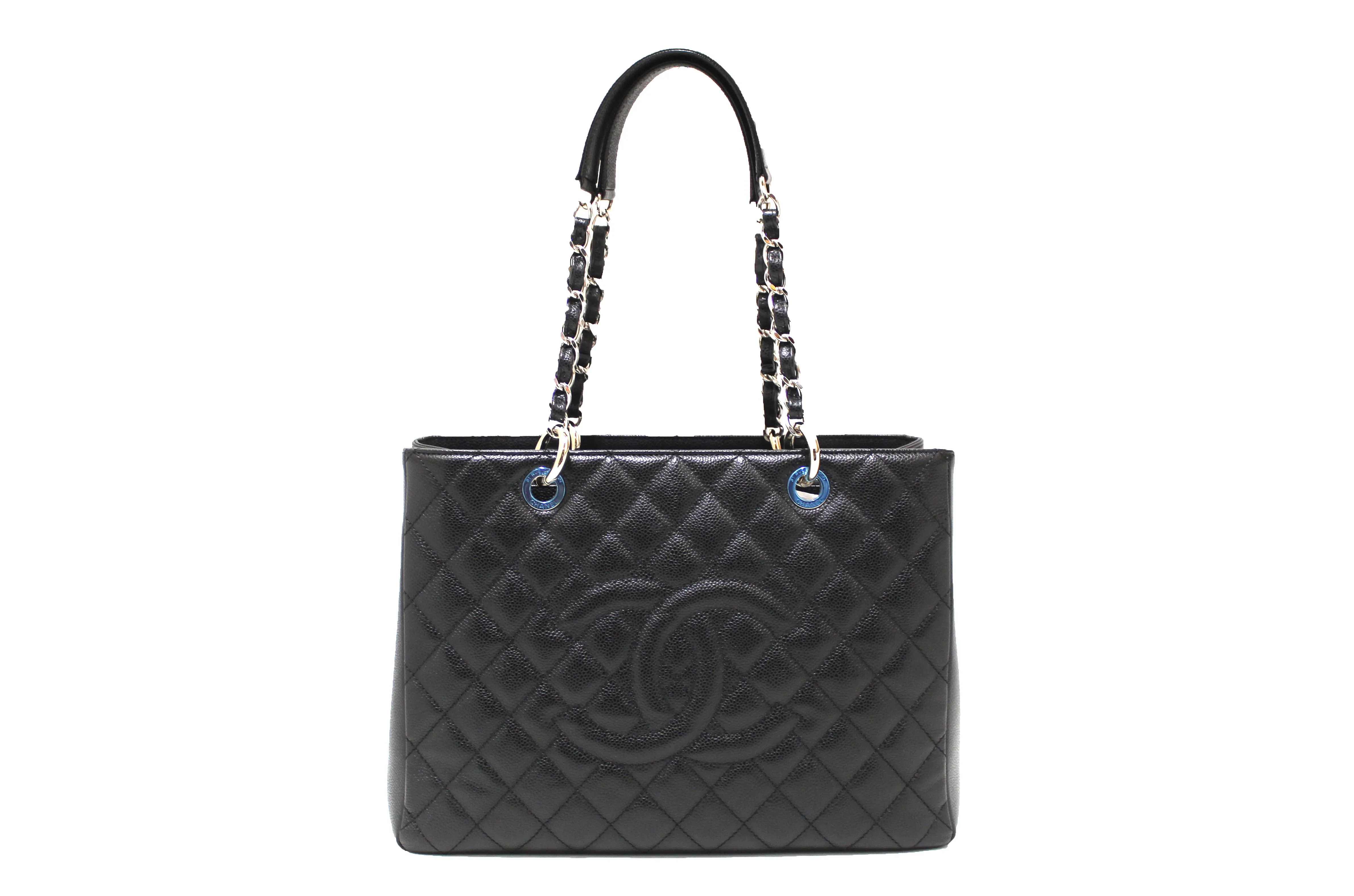 Authentic New Chanel Black Caviar Leather GST Grand Shopping Tote