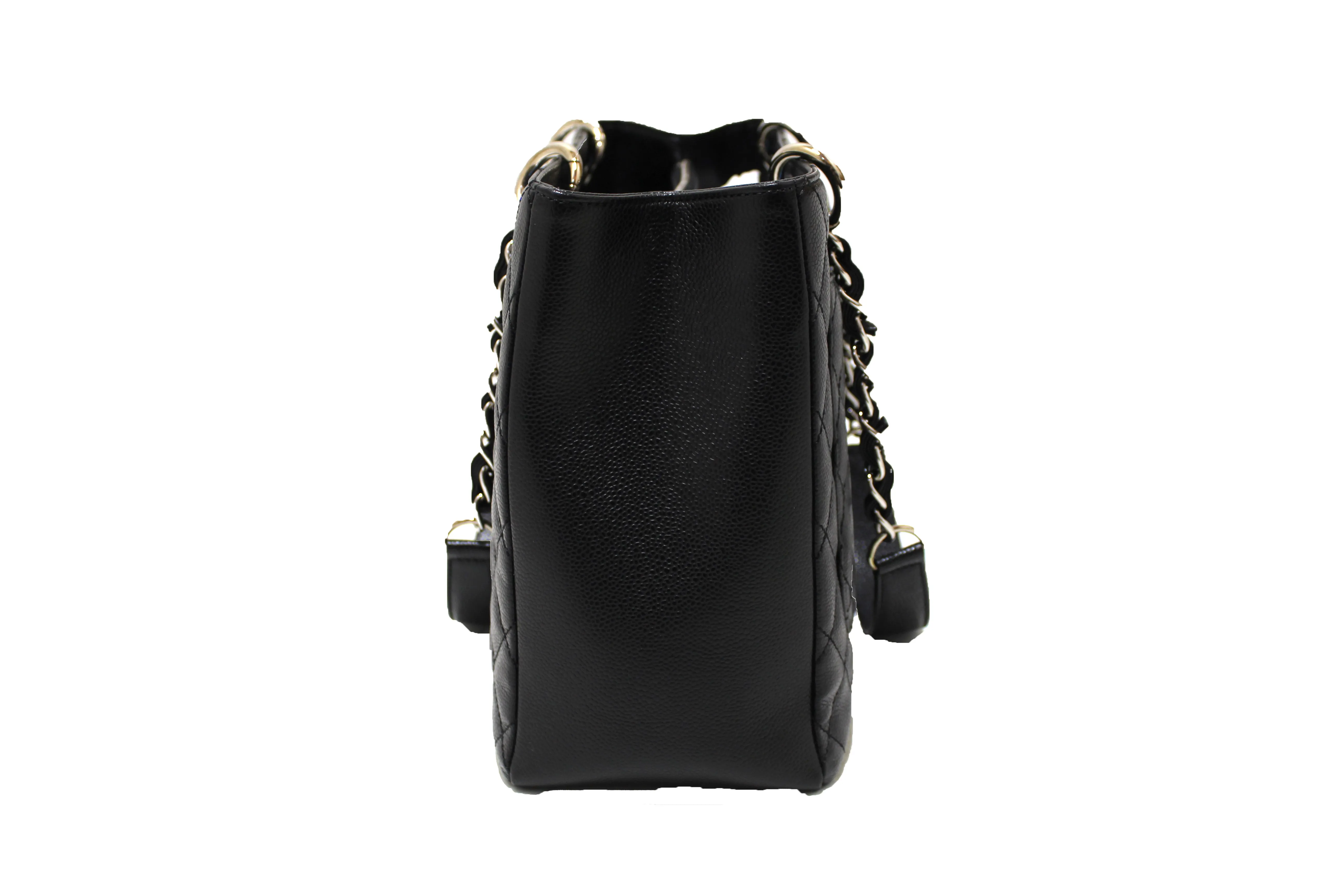 Authentic New Chanel Black Caviar Leather GST Grand Shopping Tote