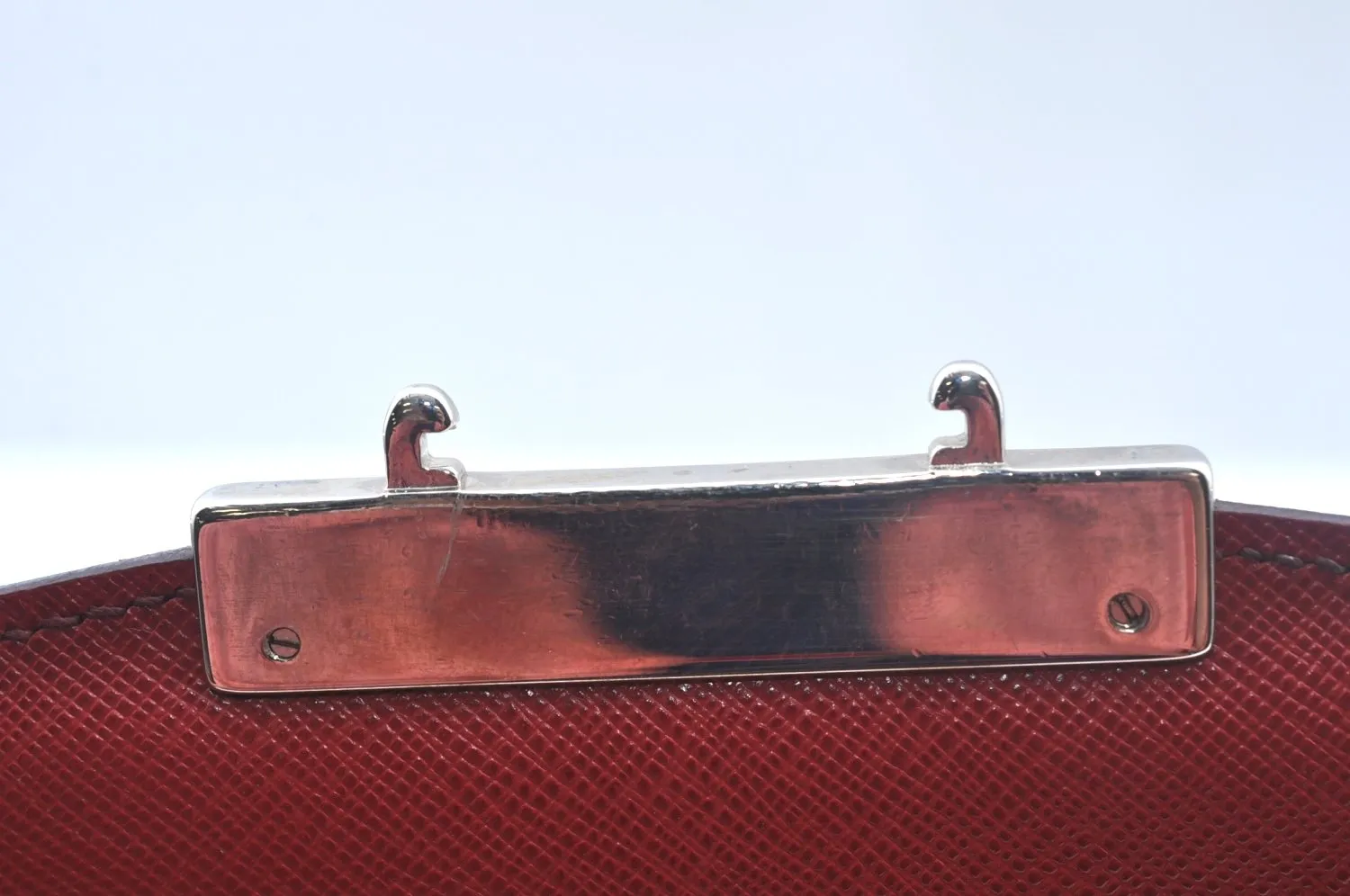 Authentic PRADA Vintage Leather Briefcase Business Bag Red L0092