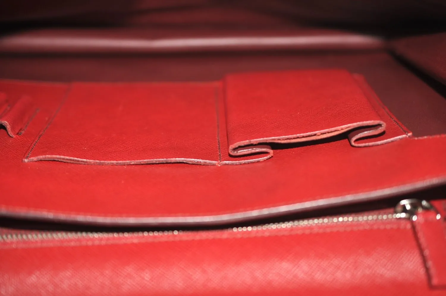 Authentic PRADA Vintage Leather Briefcase Business Bag Red L0092