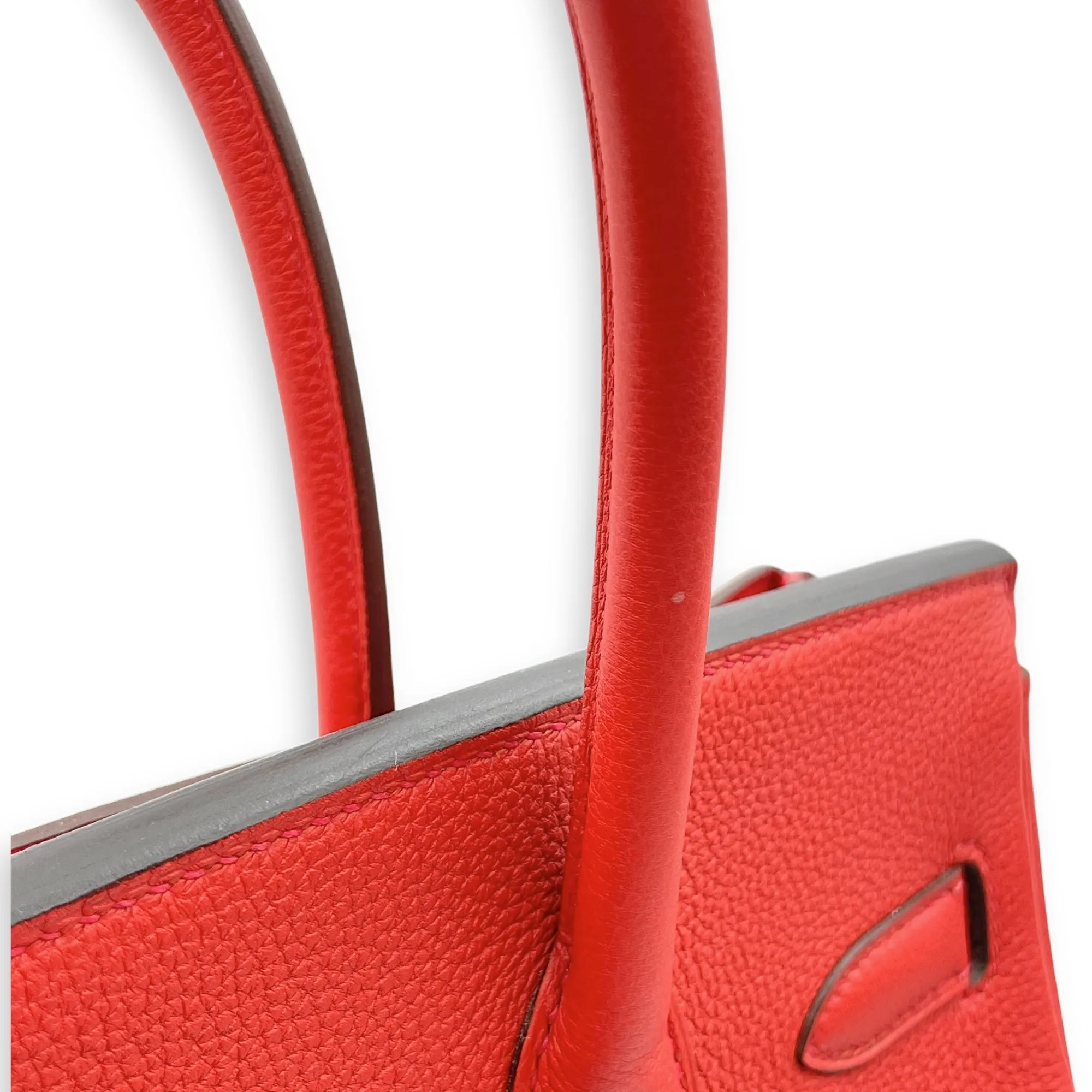 Birkin 30 Geranium in Togo, Silver hardware