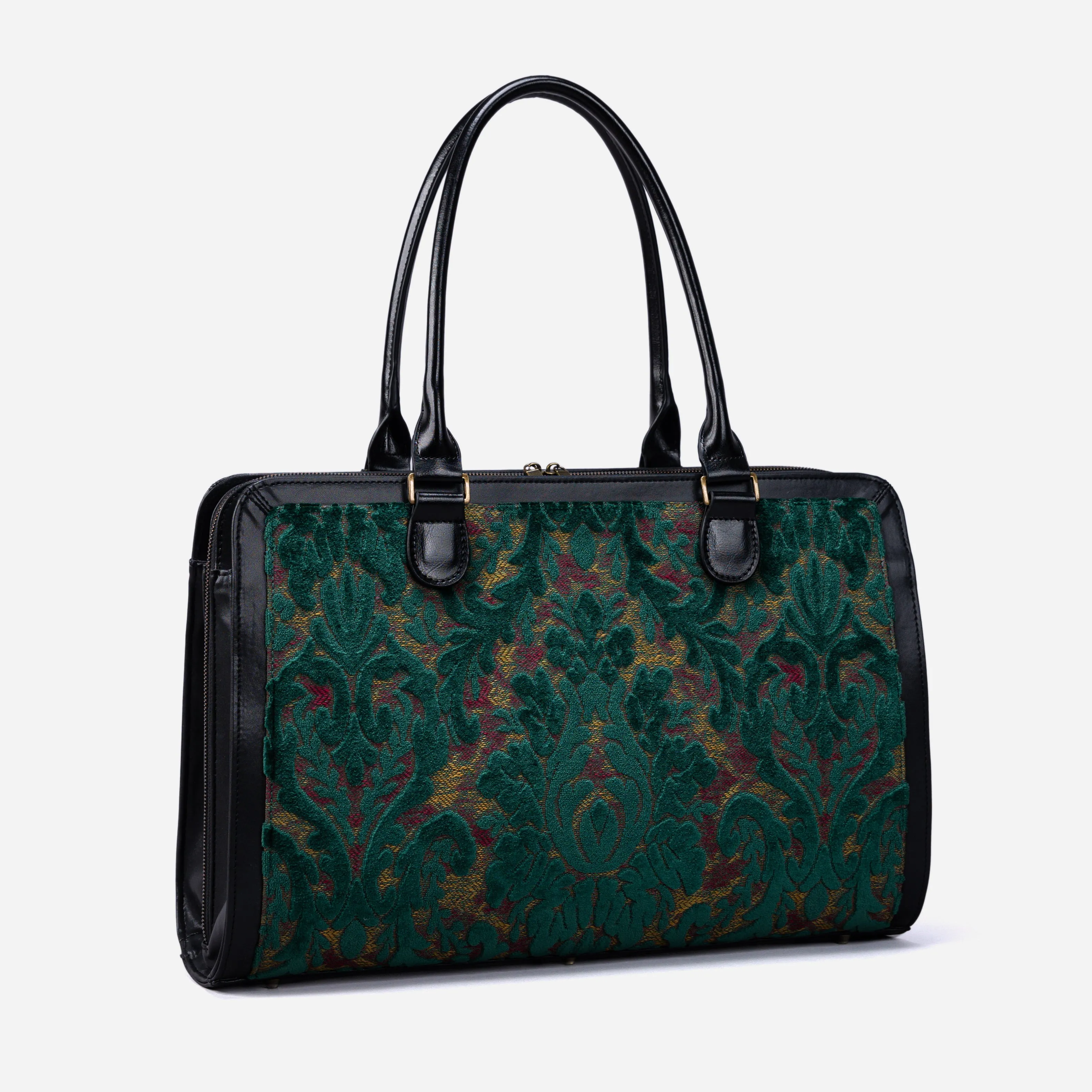 Burnout Velvet Jade Green Business Tote