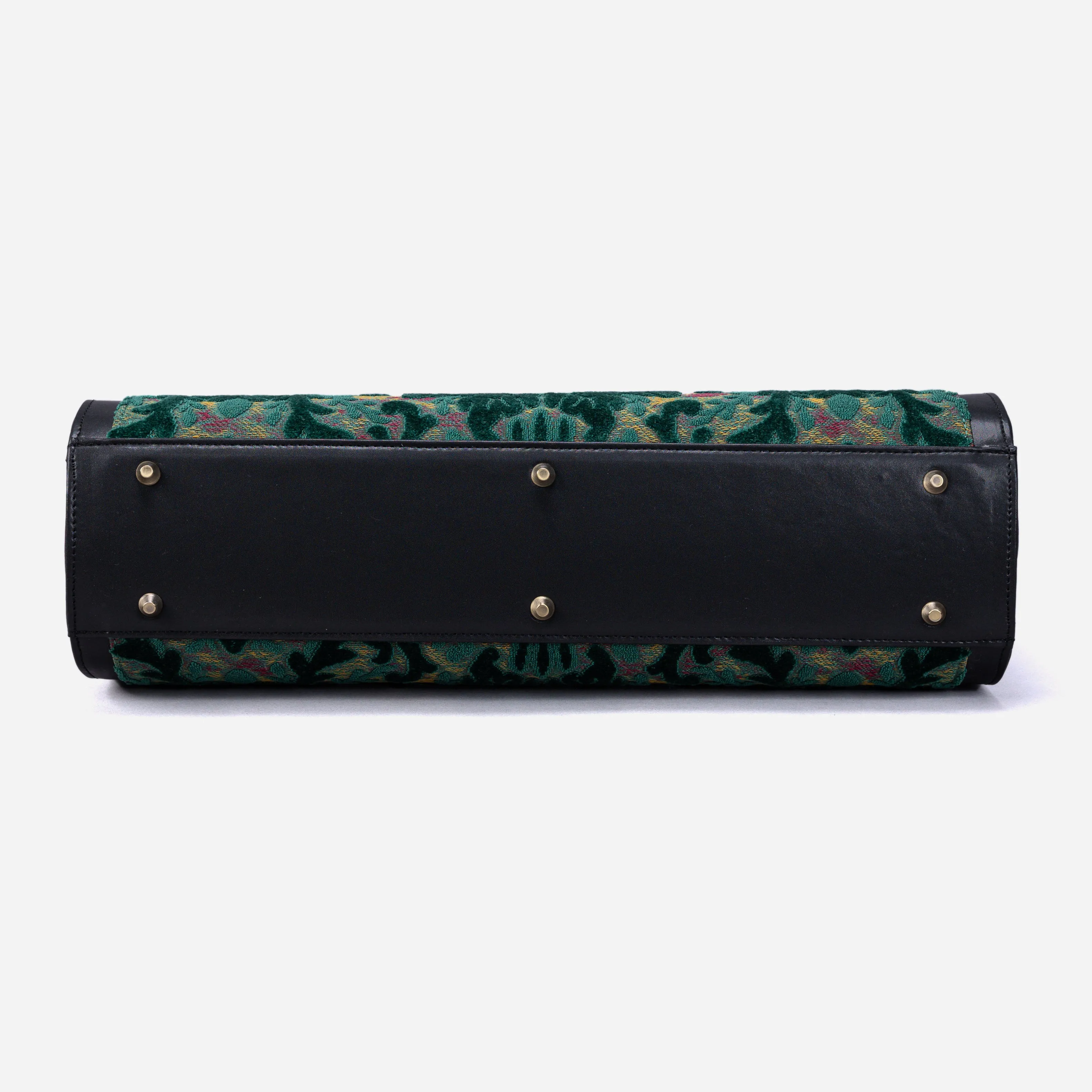 Burnout Velvet Jade Green Business Tote