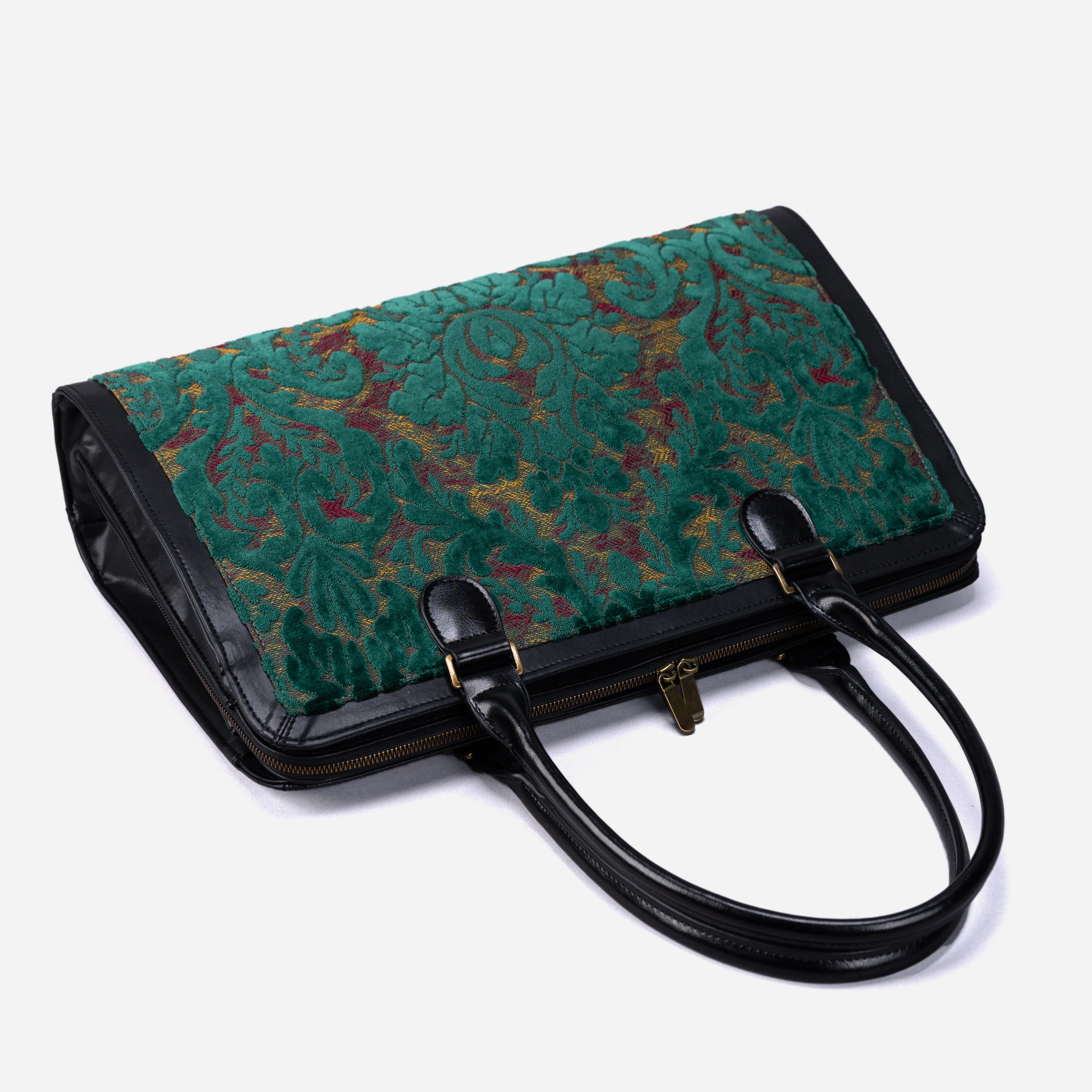 Burnout Velvet Jade Green Business Tote