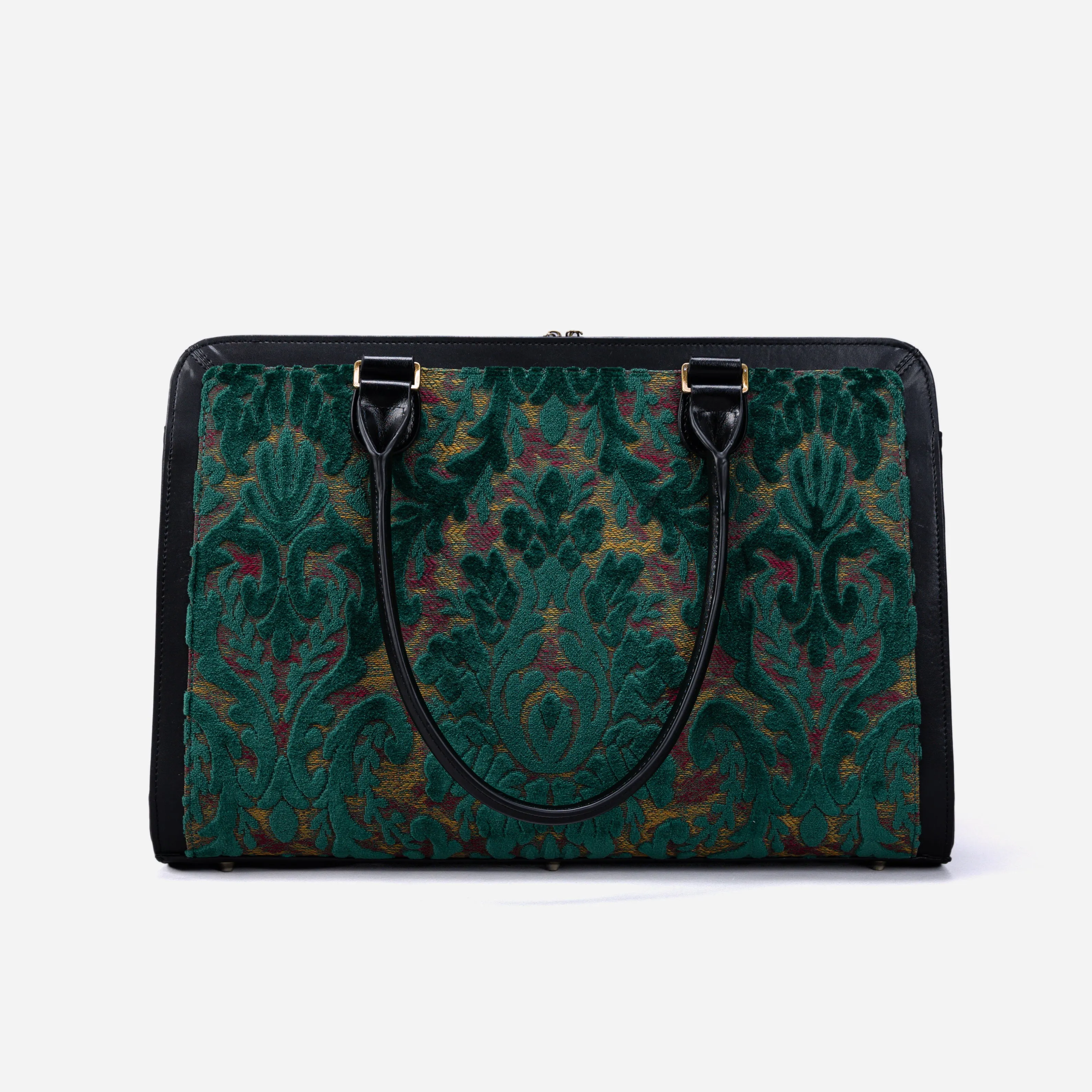 Burnout Velvet Jade Green Business Tote