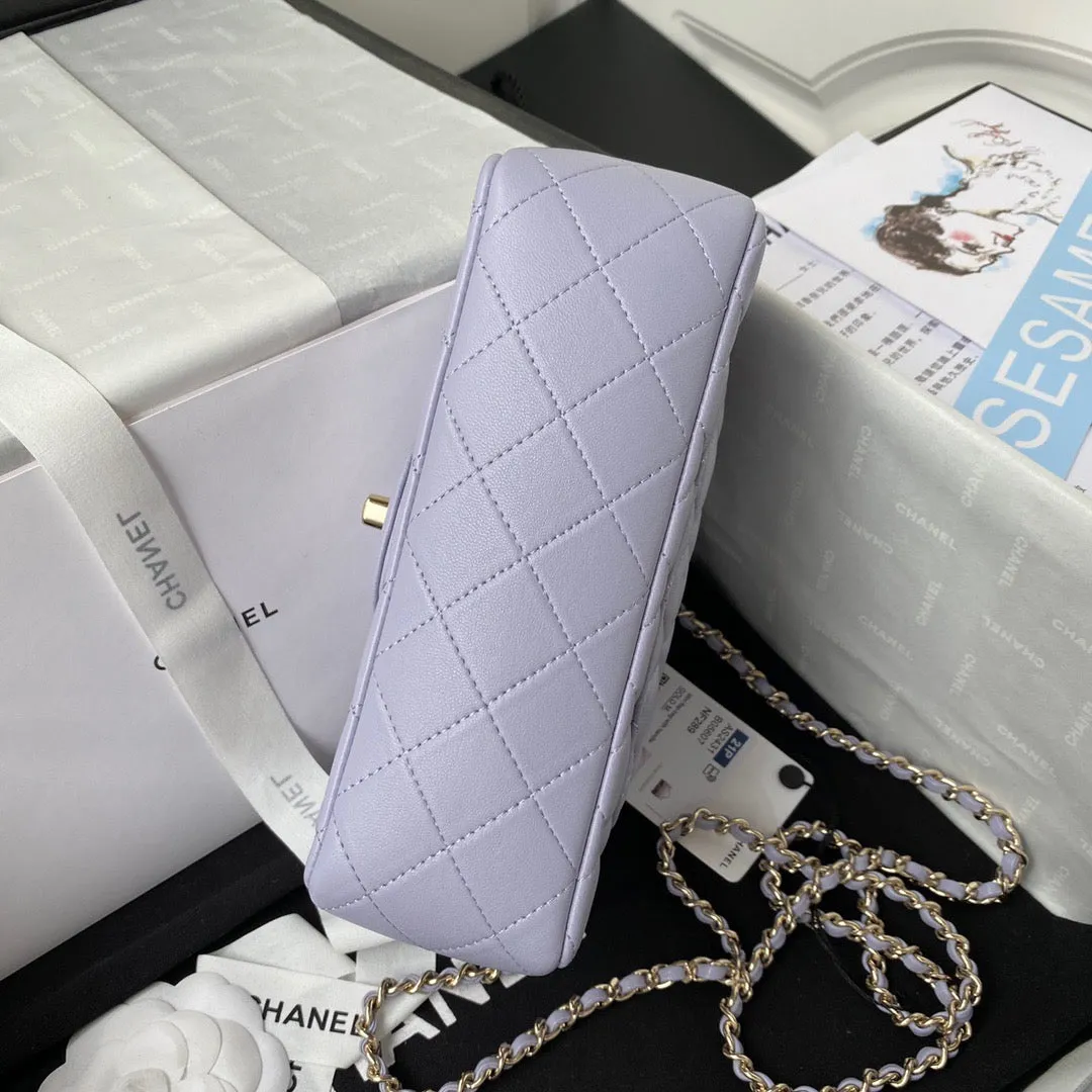 CC731 Mini Flap Bag with Top Handle / HIGHEST QUALITY VERSION / 4.7 × 7.8 × 2.3 in