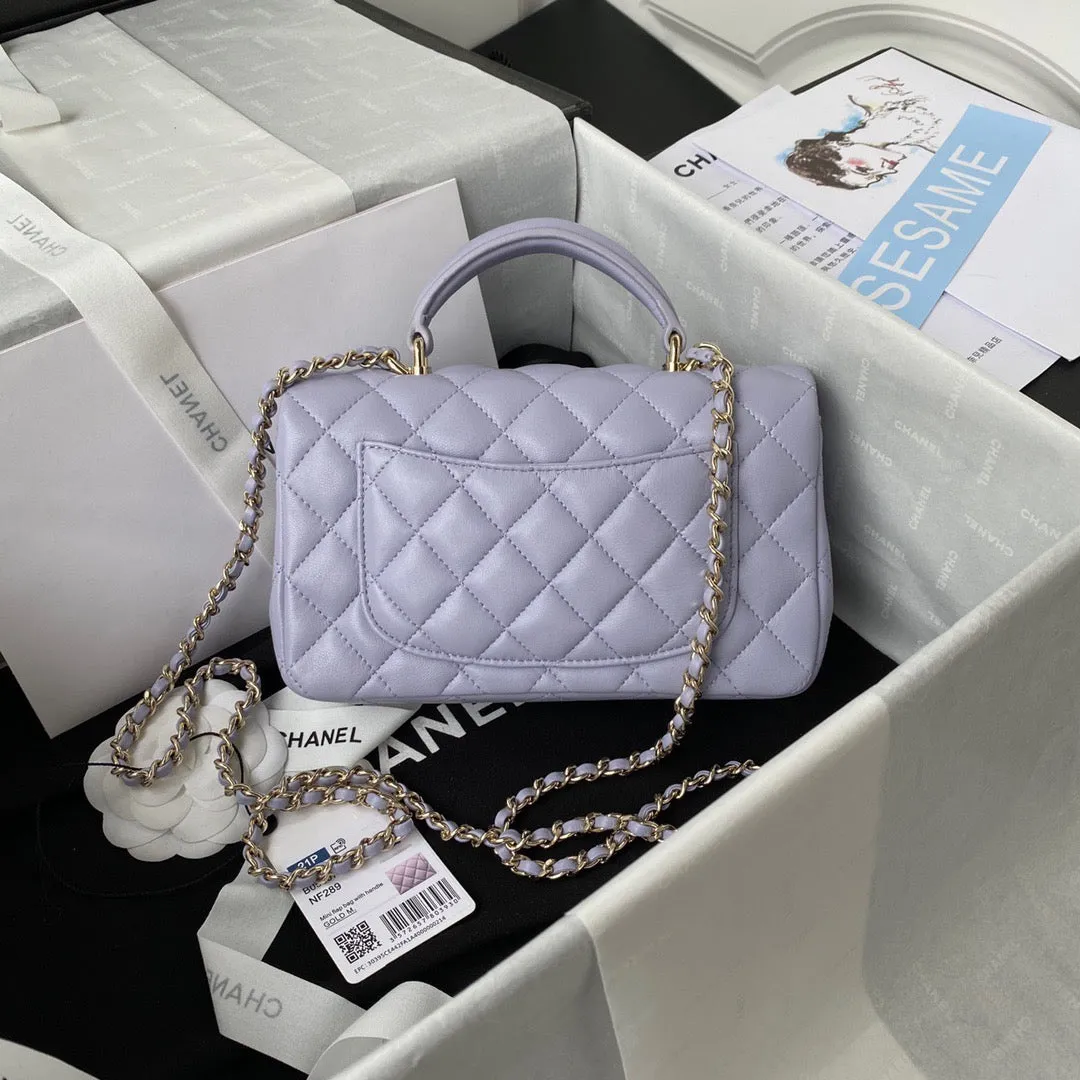 CC731 Mini Flap Bag with Top Handle / HIGHEST QUALITY VERSION / 4.7 × 7.8 × 2.3 in