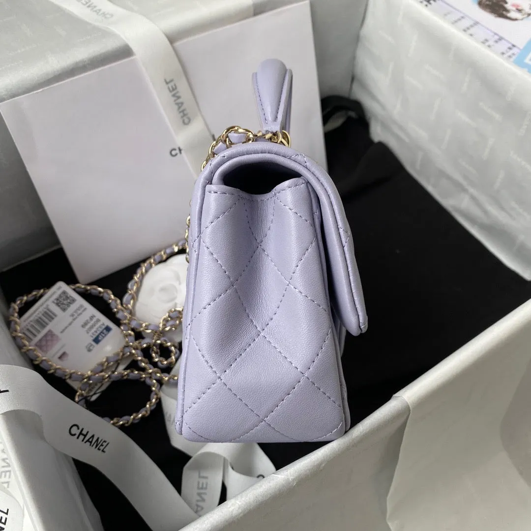 CC731 Mini Flap Bag with Top Handle / HIGHEST QUALITY VERSION / 4.7 × 7.8 × 2.3 in