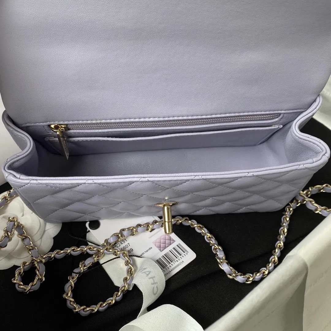 CC731 Mini Flap Bag with Top Handle / HIGHEST QUALITY VERSION / 4.7 × 7.8 × 2.3 in