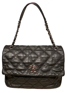 Chanel Black Leather Ultimate Stitch Classic Flap Shoulder Bag