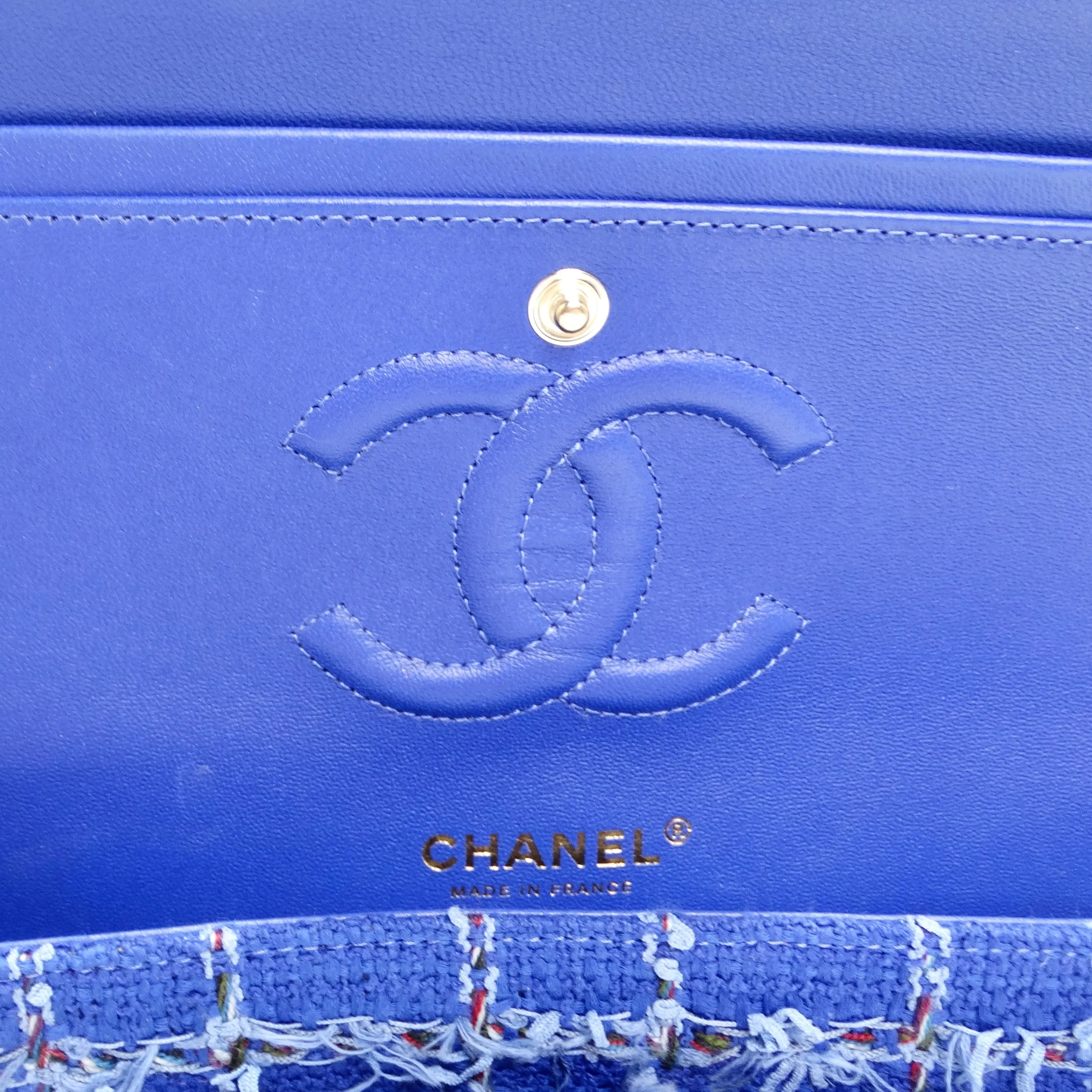 Chanel Blue Tweed Quilted Small Classic Flap Bag