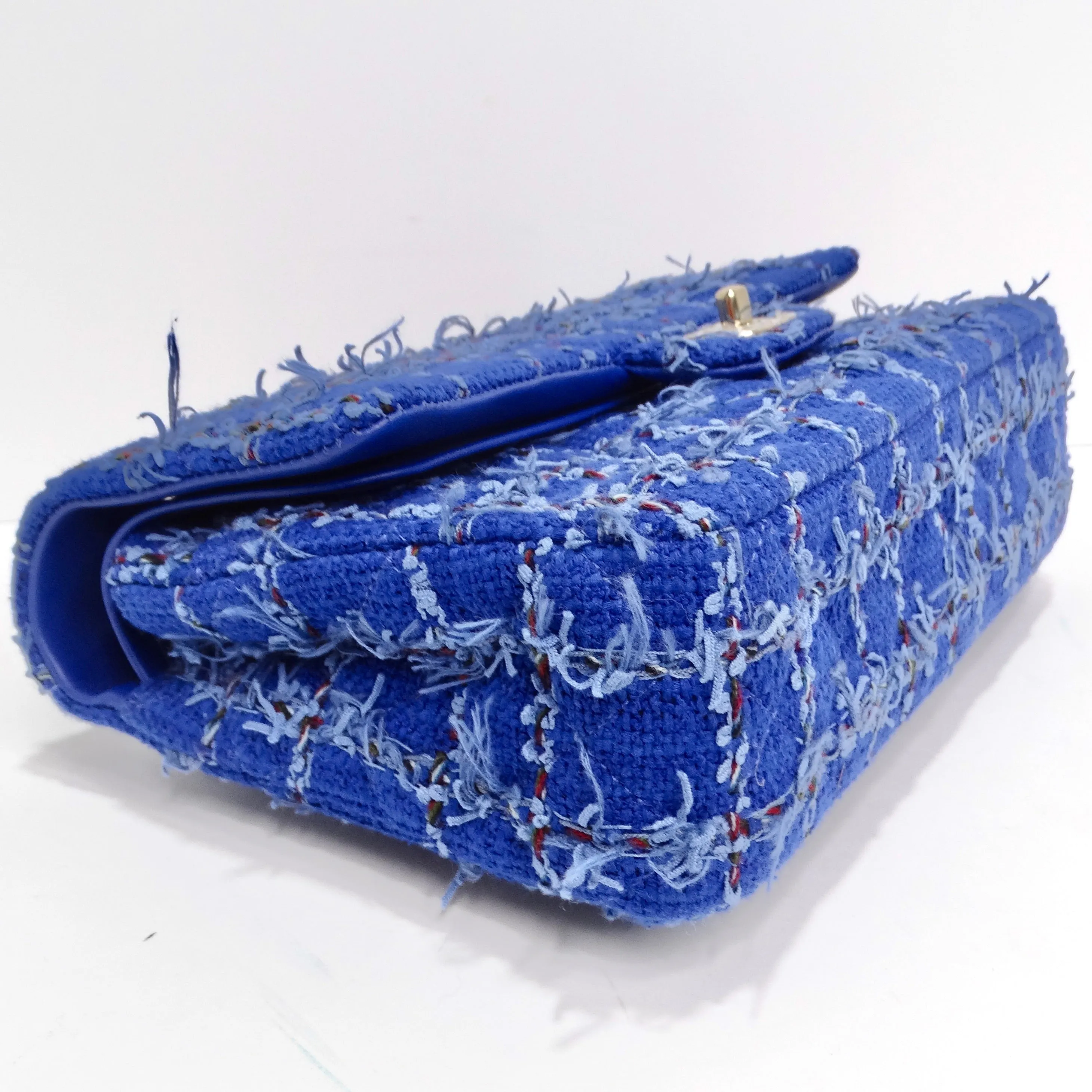 Chanel Blue Tweed Quilted Small Classic Flap Bag