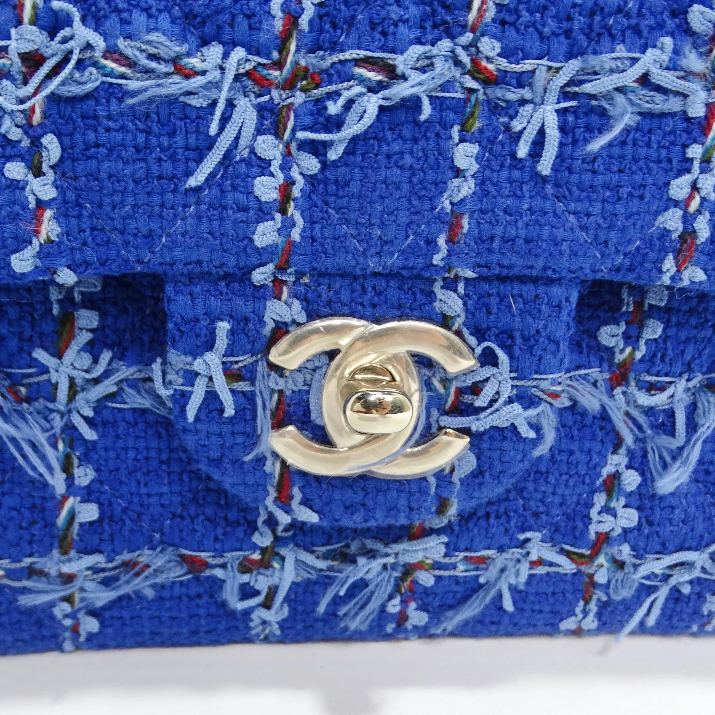 Chanel Blue Tweed Quilted Small Classic Flap Bag
