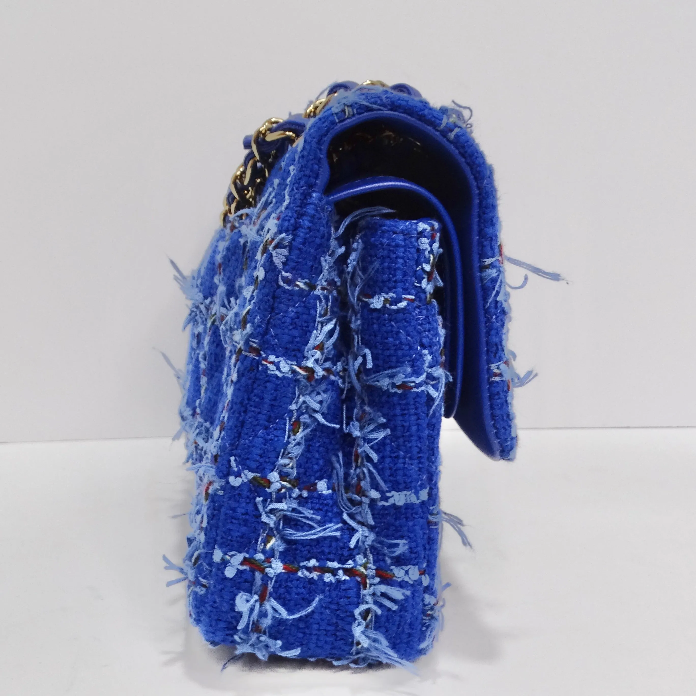 Chanel Blue Tweed Quilted Small Classic Flap Bag