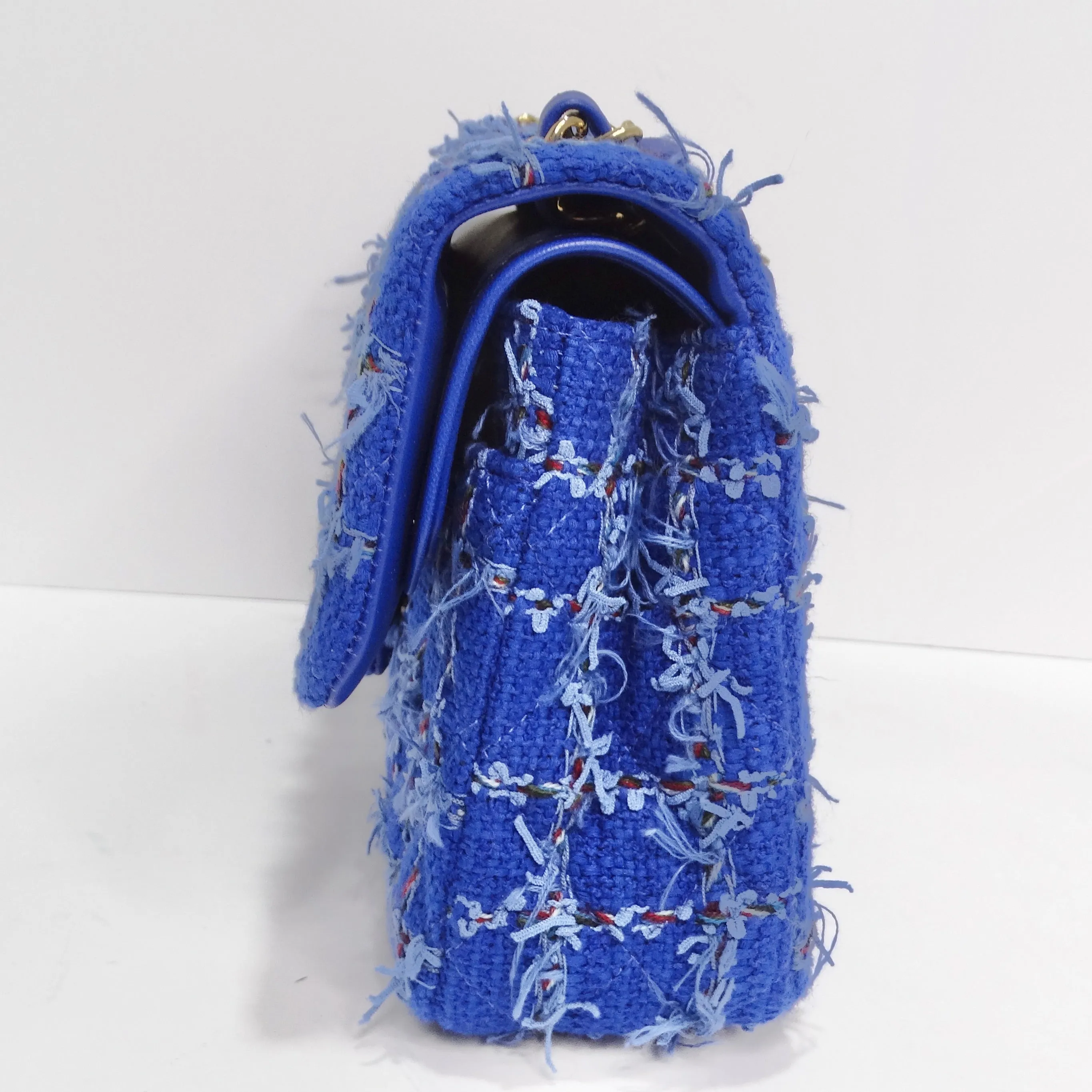 Chanel Blue Tweed Quilted Small Classic Flap Bag