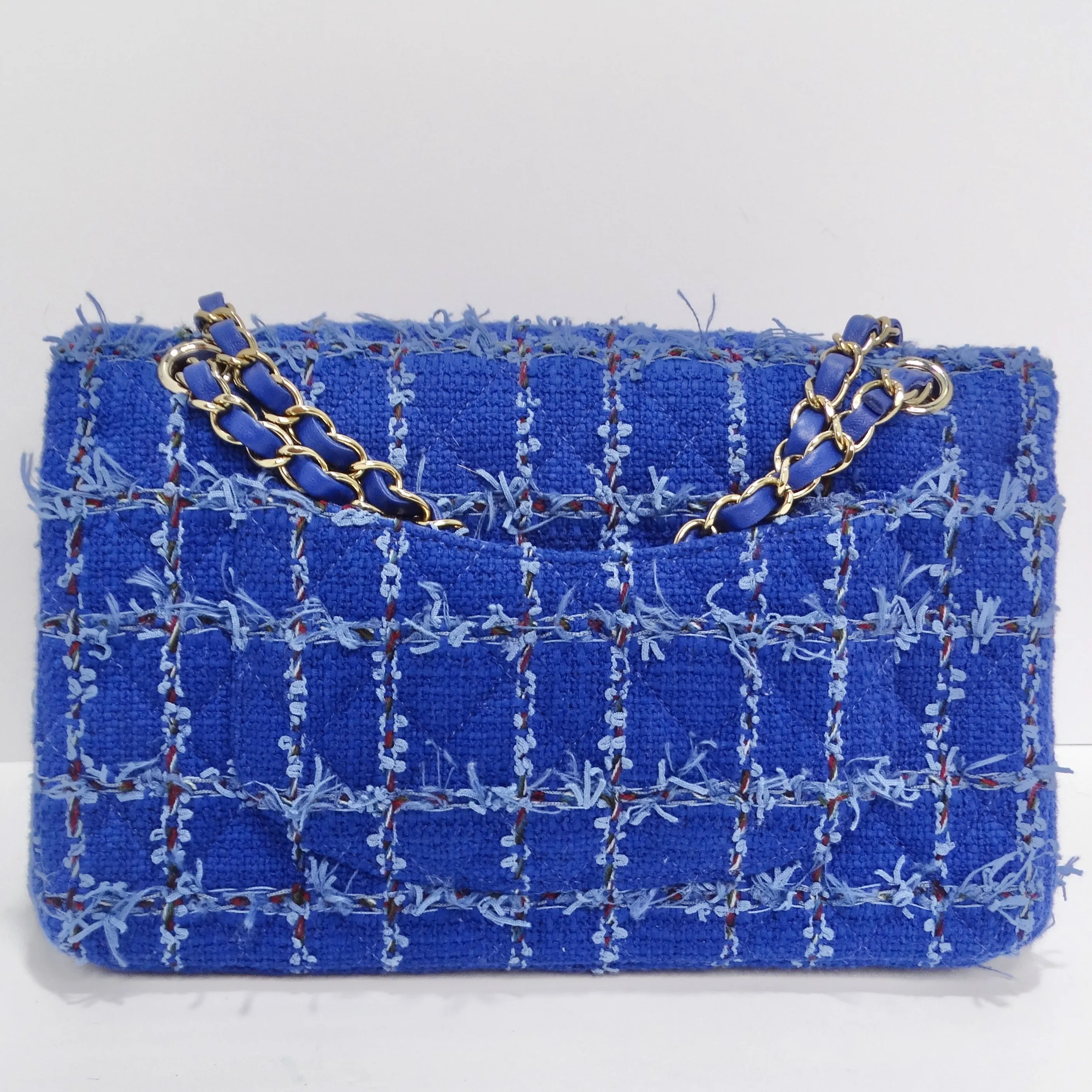 Chanel Blue Tweed Quilted Small Classic Flap Bag