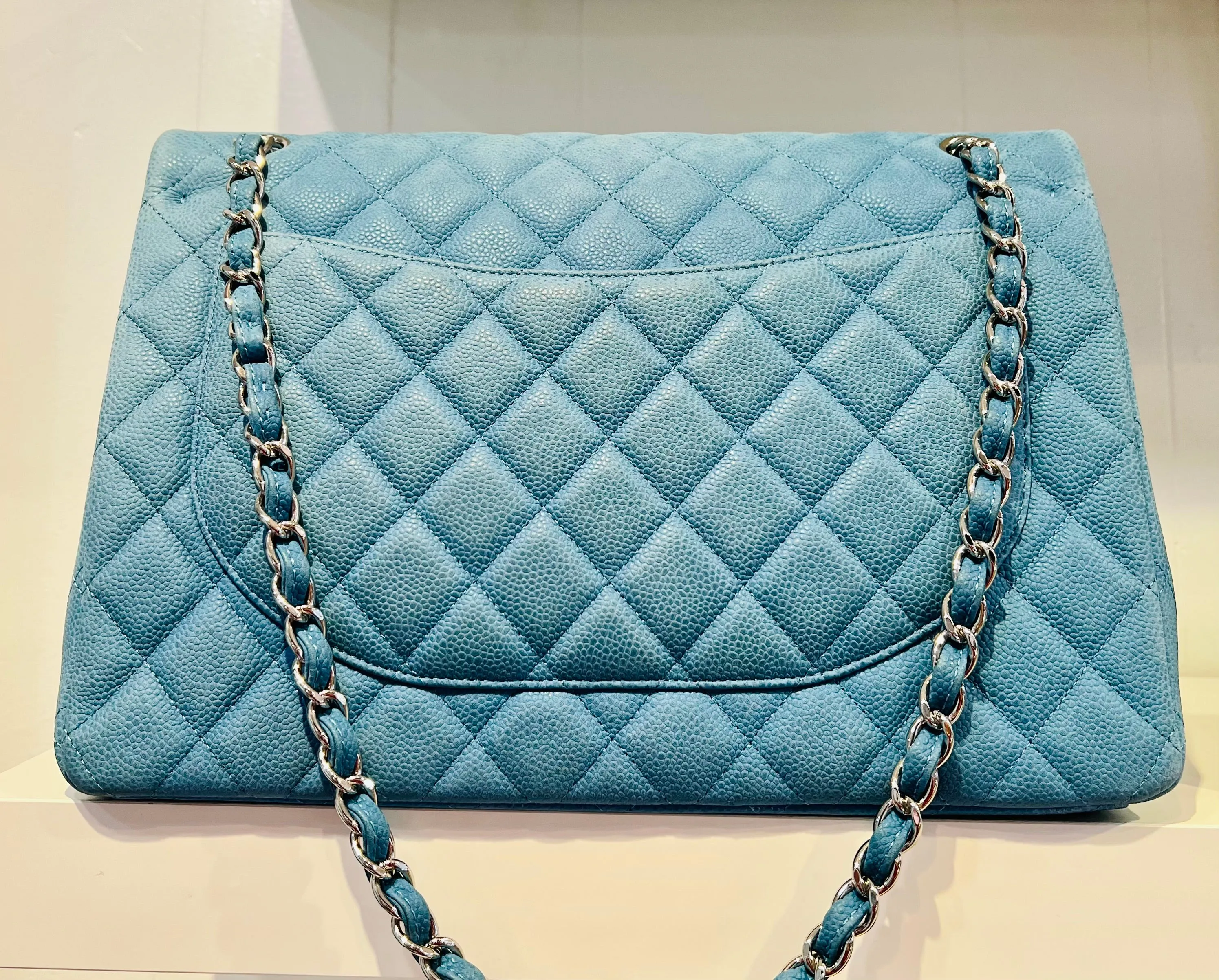 CHANEL Maxi Flap Caviar Leather Double Flap Bag-HS