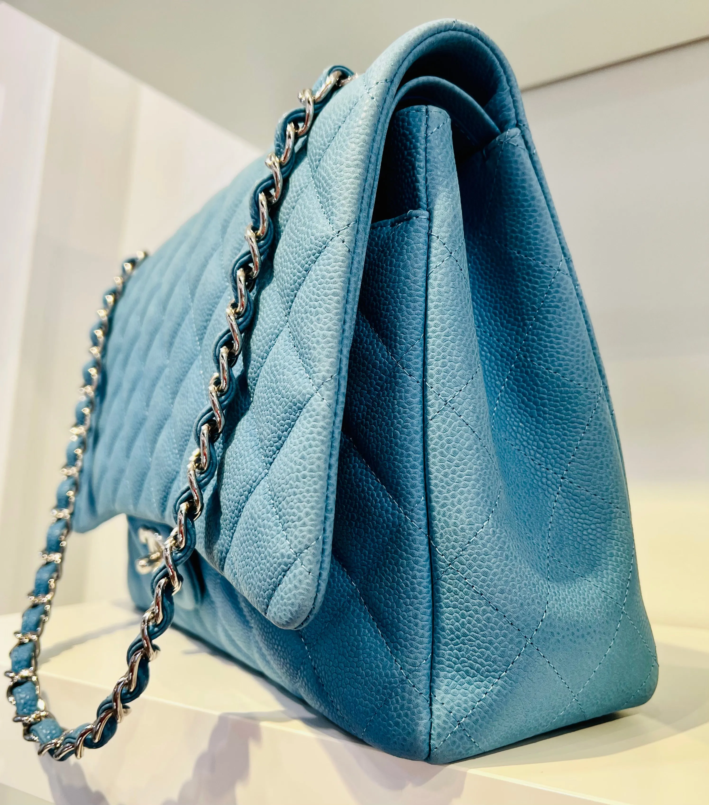 CHANEL Maxi Flap Caviar Leather Double Flap Bag-HS