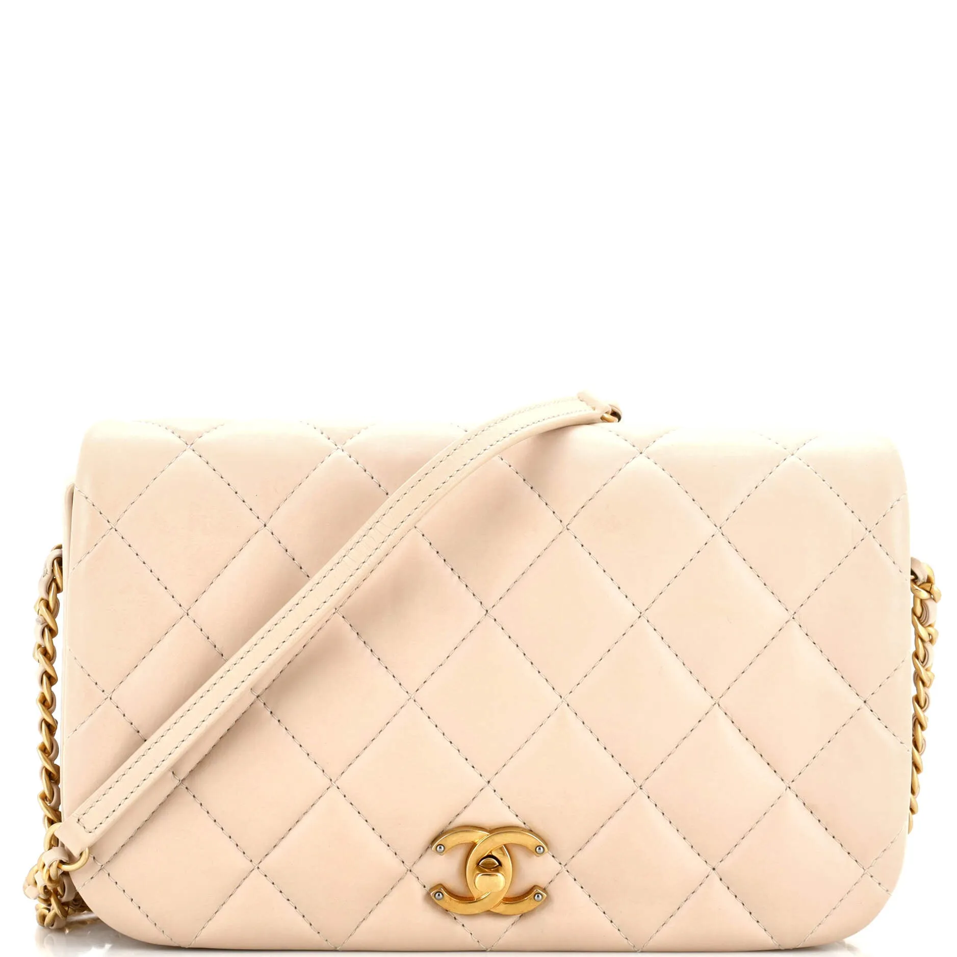 CHANEL Nailed CC Full Flap Bag Quilted Calfskin Medium