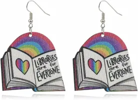 Creative Teacher Student Dangle Earrings Wooden Book Pencil Ruler Globe Scissors Dangle Earrings for Women Jewelry Gift