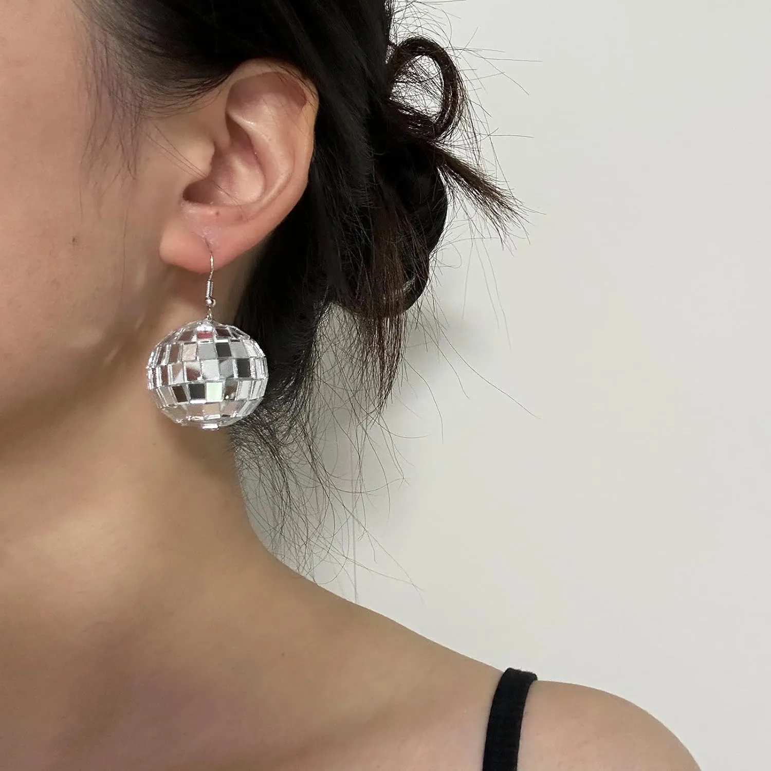 Disco Ball Earrings Punk Colorful Silver Gold Star Disco Mirrorball Earrings Halloween Costume Accessory