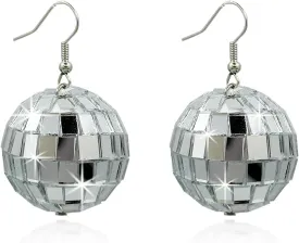 Disco Ball Earrings Punk Colorful Silver Gold Star Disco Mirrorball Earrings Halloween Costume Accessory
