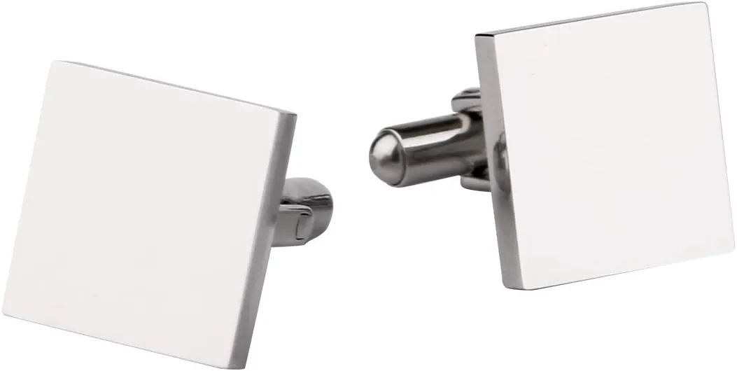Driew Blank Square Cufflinks, Blank Cufflink for Men Stainless Steel Cufflinks Cuff Links Flat Pad Blank Setting Tray 1 Pair,Silver