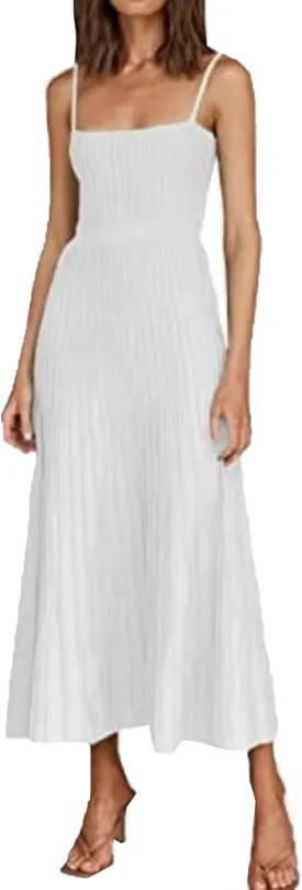 ECDAHICC Women's Ribbed Knit Maxi Dress Elegant Spaghetti Straps Square Neck Pleated A Line Party Long Sling Sundress