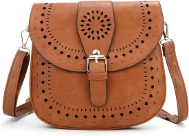 forestfish Ladie's PU Leather Vintage Hollow Bag Crossbody Bag Shoulder Bag