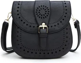 forestfish Ladie's PU Leather Vintage Hollow Bag Crossbody Bag Shoulder Bag
