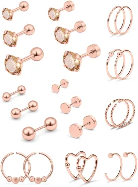 Ftovosyo 18g Cartilage Earrings Hoop Studs for Women Surgical Steel Forwards Helix Earring Hoop Daith Conch Tragus Earrings Piercing Jewelry for Men