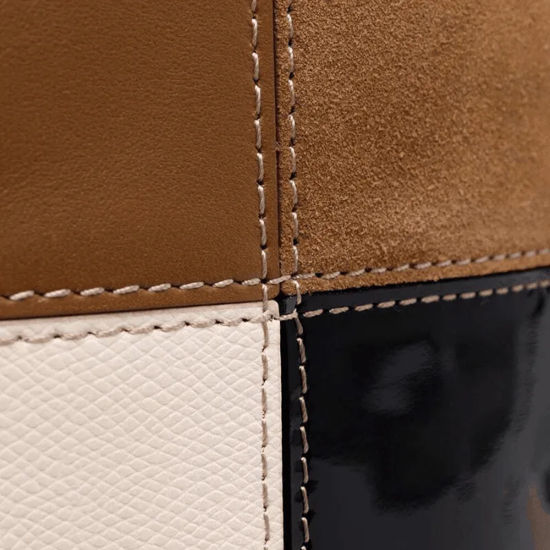 Furla Lipari Small Bucket Bag - Cognac, Black & Cream