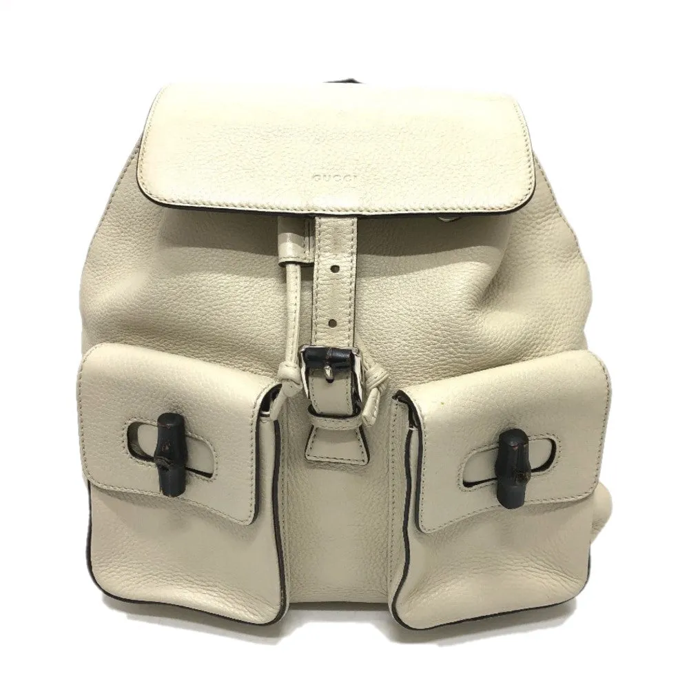GUCCI Backpack 370833 leather White type Bamboo Backpack Women Used
