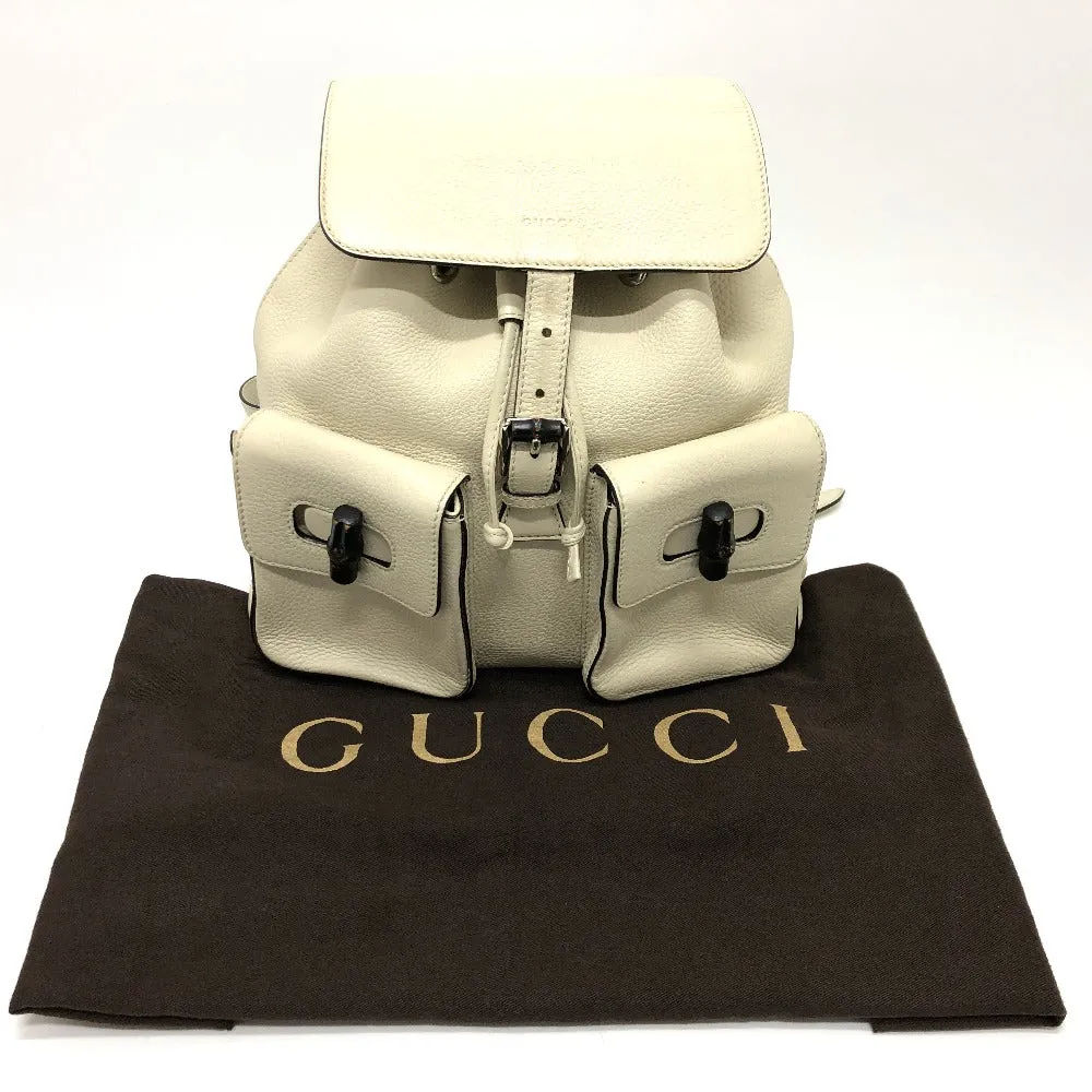 GUCCI Backpack 370833 leather White type Bamboo Backpack Women Used