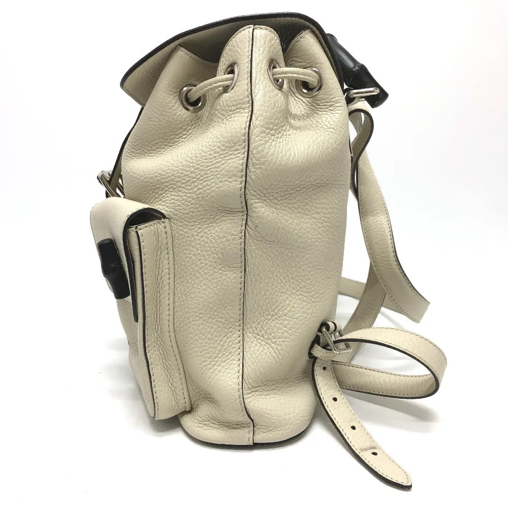 GUCCI Backpack 370833 leather White type Bamboo Backpack Women Used