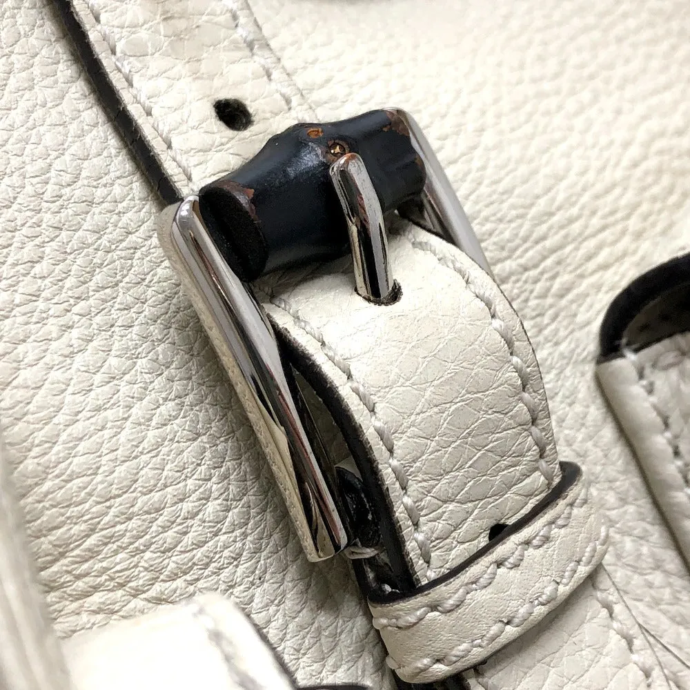 GUCCI Backpack 370833 leather White type Bamboo Backpack Women Used