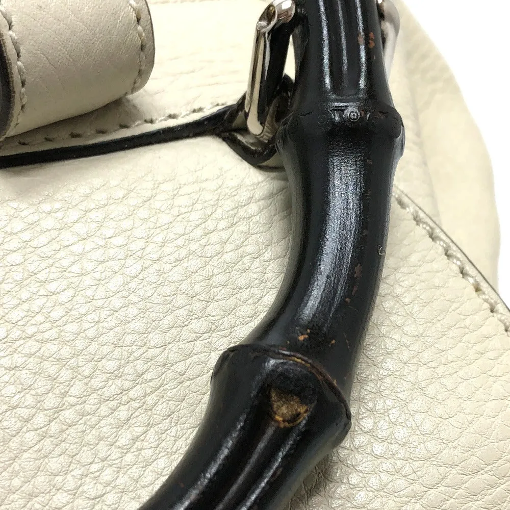 GUCCI Backpack 370833 leather White type Bamboo Backpack Women Used
