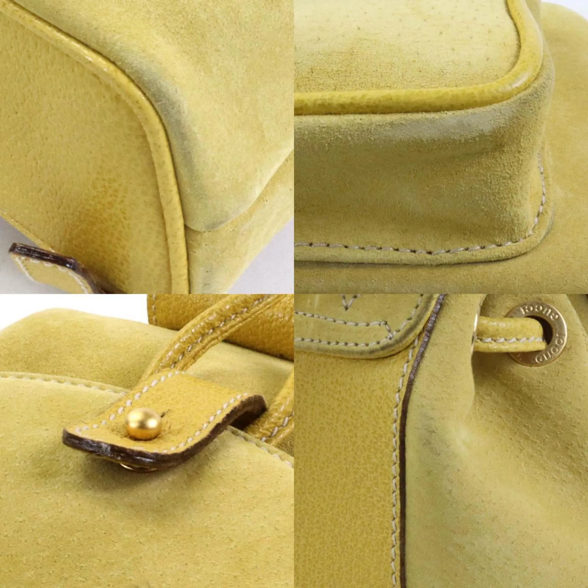 Gucci Backpack Bamboo Suede/Leather Yellow Gold Women's e56051f