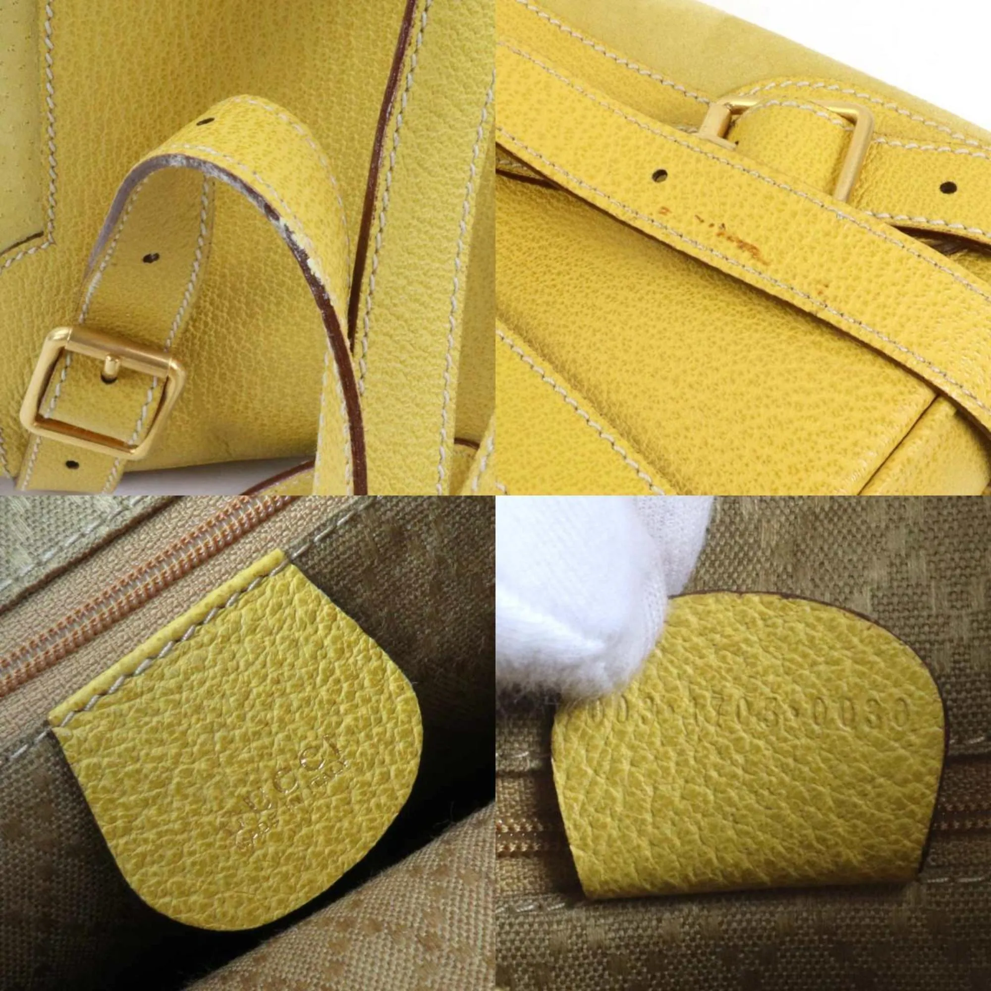 Gucci Backpack Bamboo Suede/Leather Yellow Gold Women's e56051f