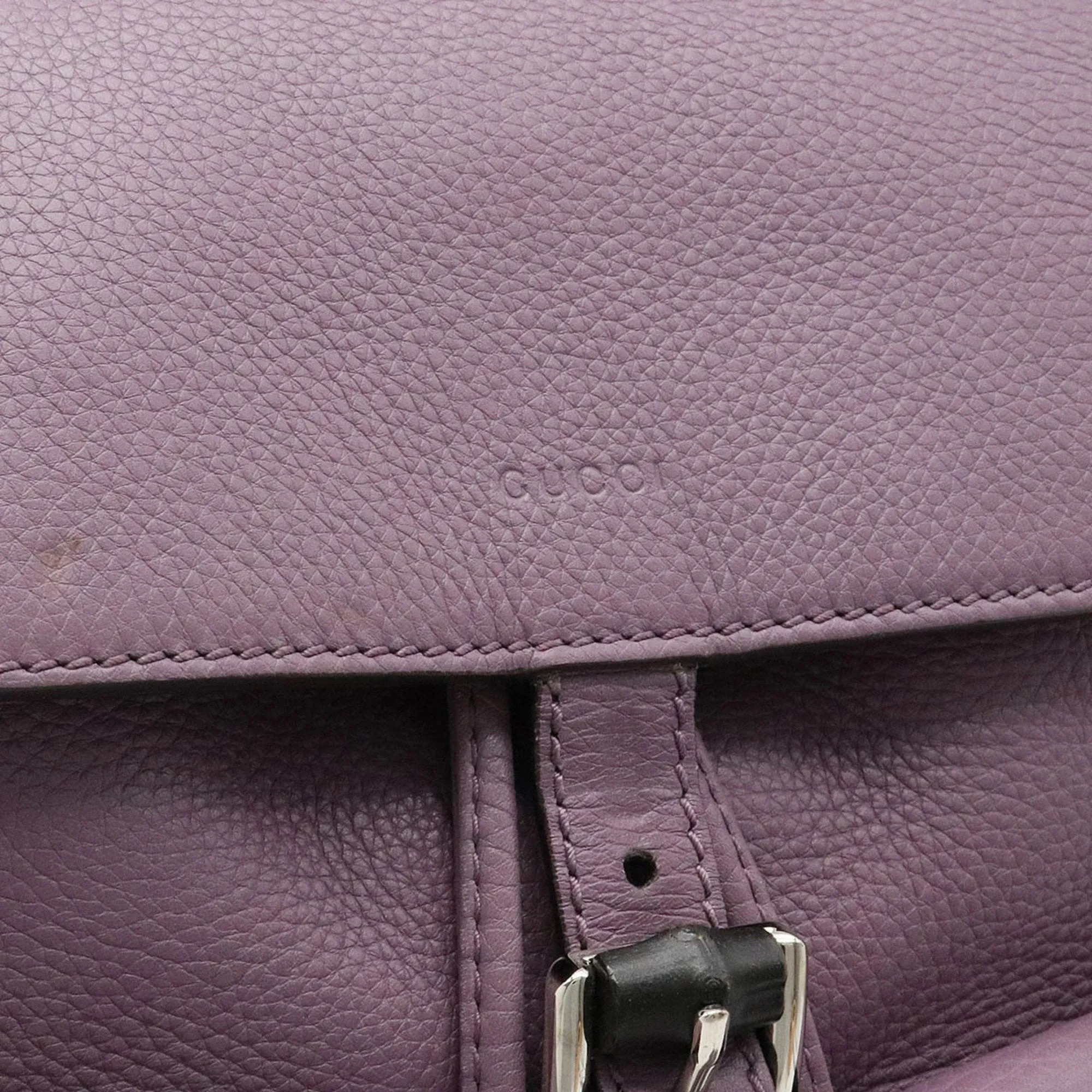 Gucci bamboo rucksack backpack shoulder bag tassel leather dusty purple 370833