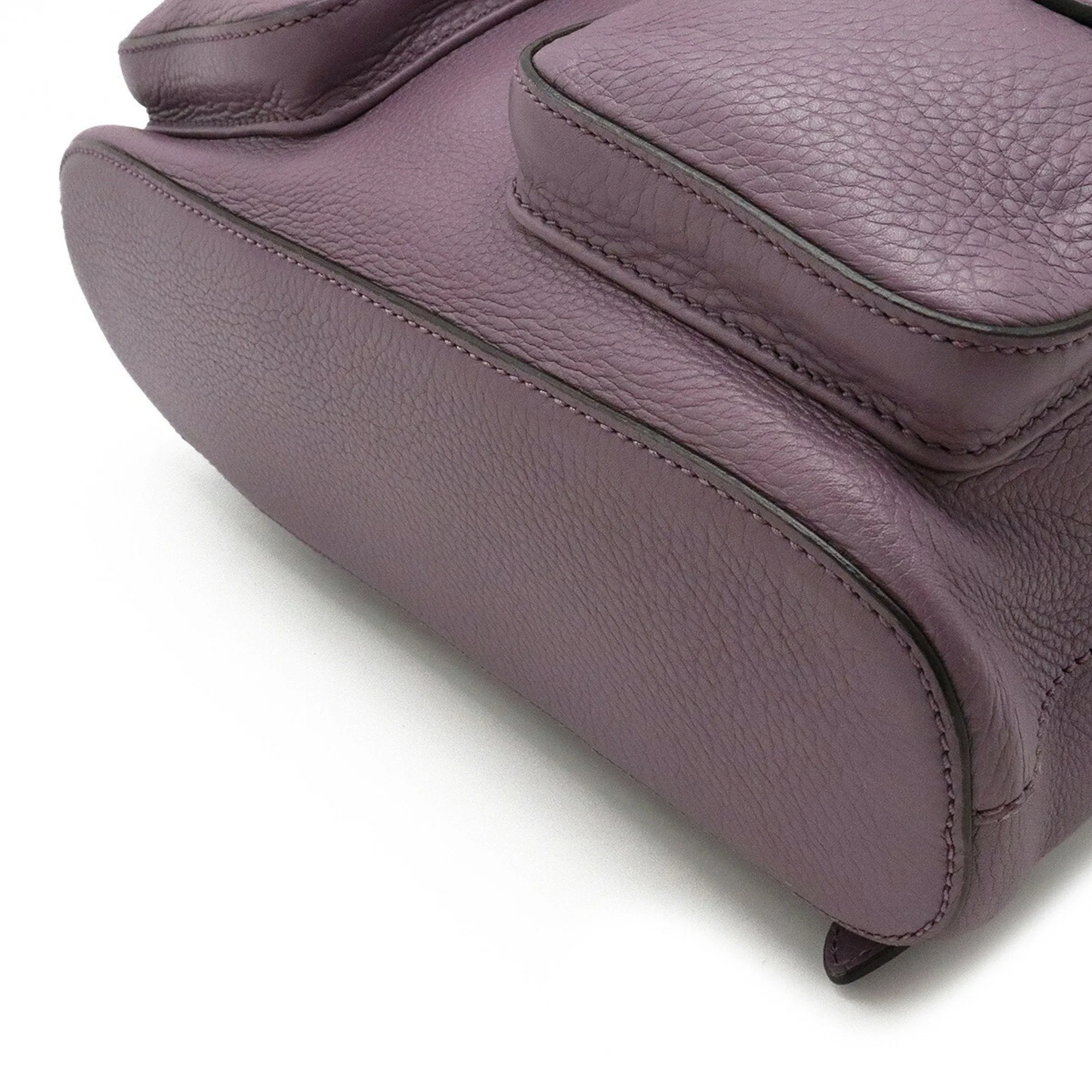 Gucci bamboo rucksack backpack shoulder bag tassel leather dusty purple 370833