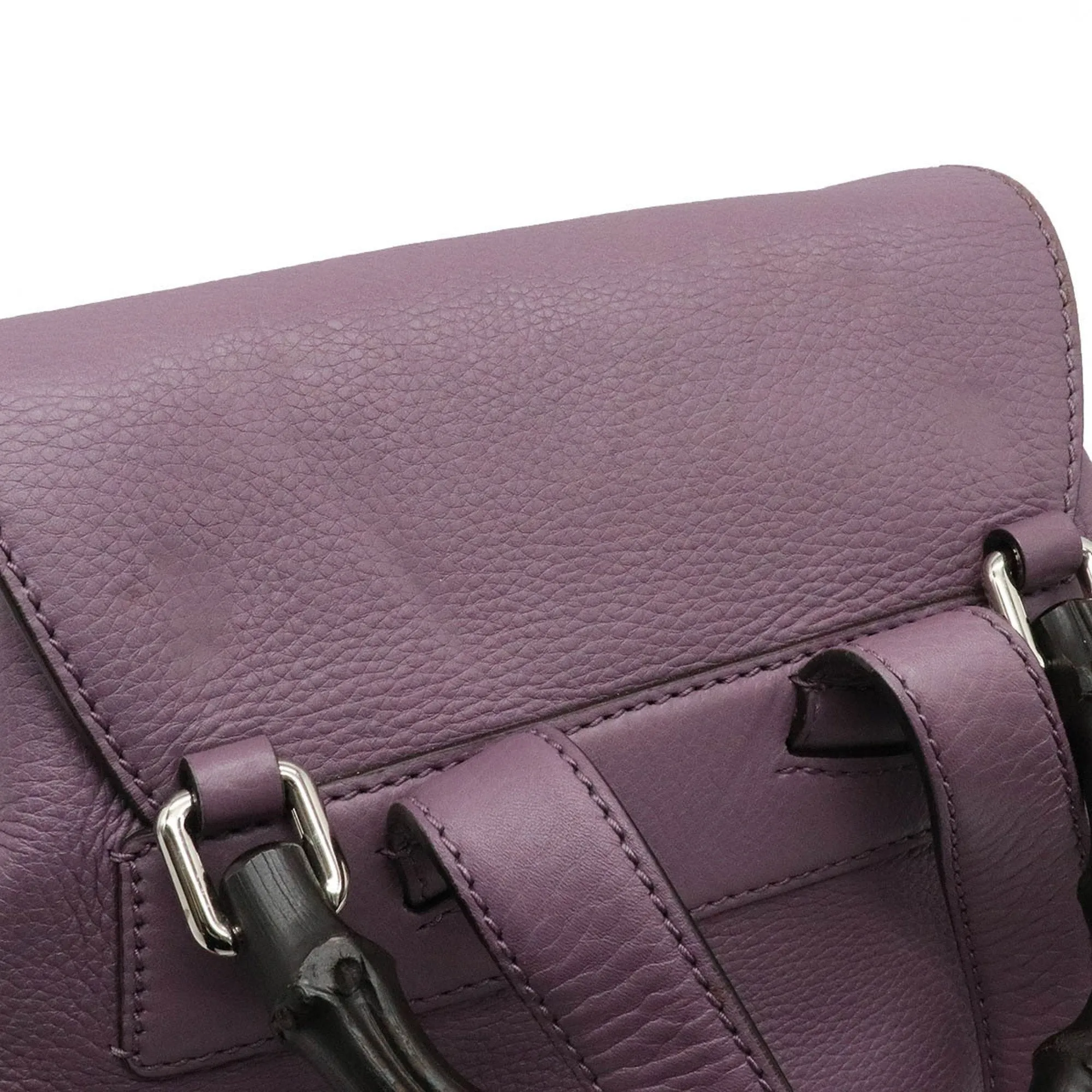 Gucci bamboo rucksack backpack shoulder bag tassel leather dusty purple 370833