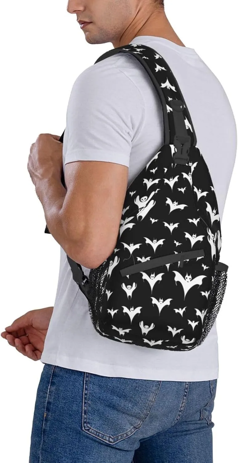 Halloween Goth Bats And Moon Sling Backpack Hiking Backpack Crossbody Bag Sports Lightweight And waterproof Chest Bag Shoulder Bag For Women Men